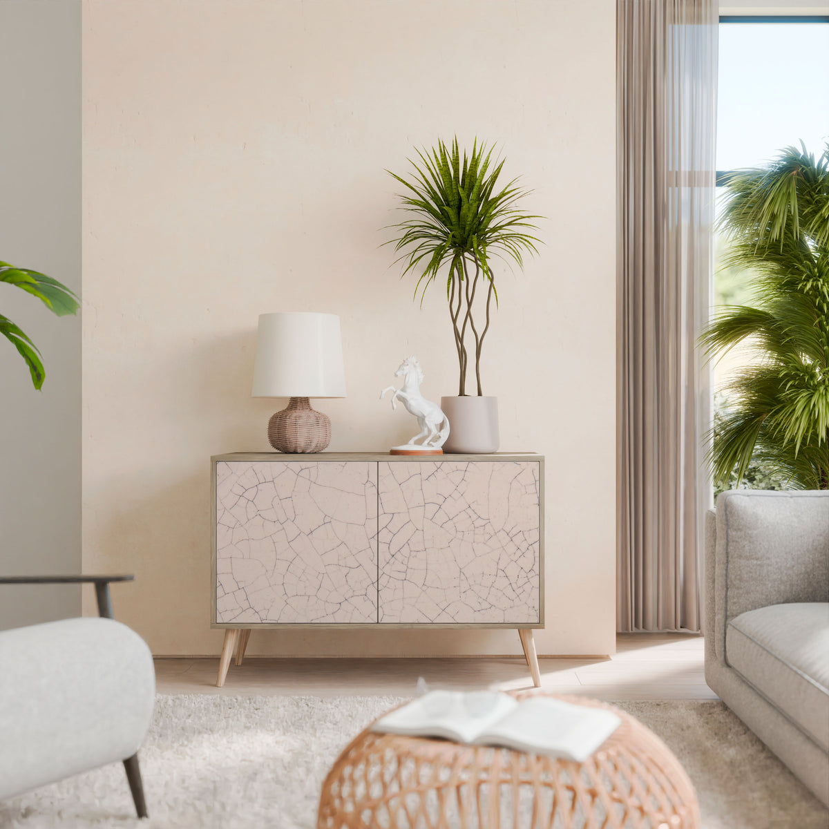 CERAMIC TEXTURE Skänk med två dörrar