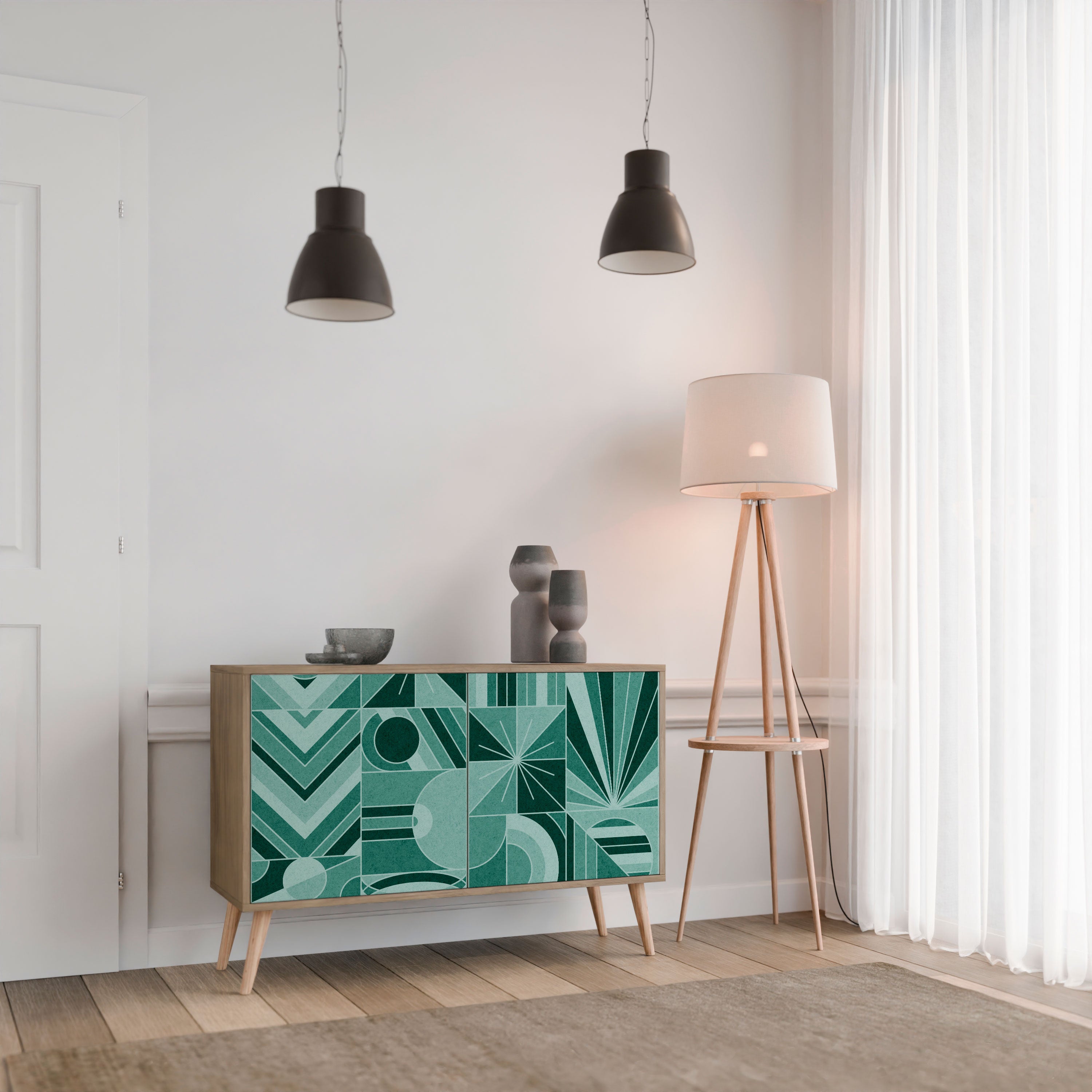 HARMONIC GRID 2-Door Sideboard in Oak Effect