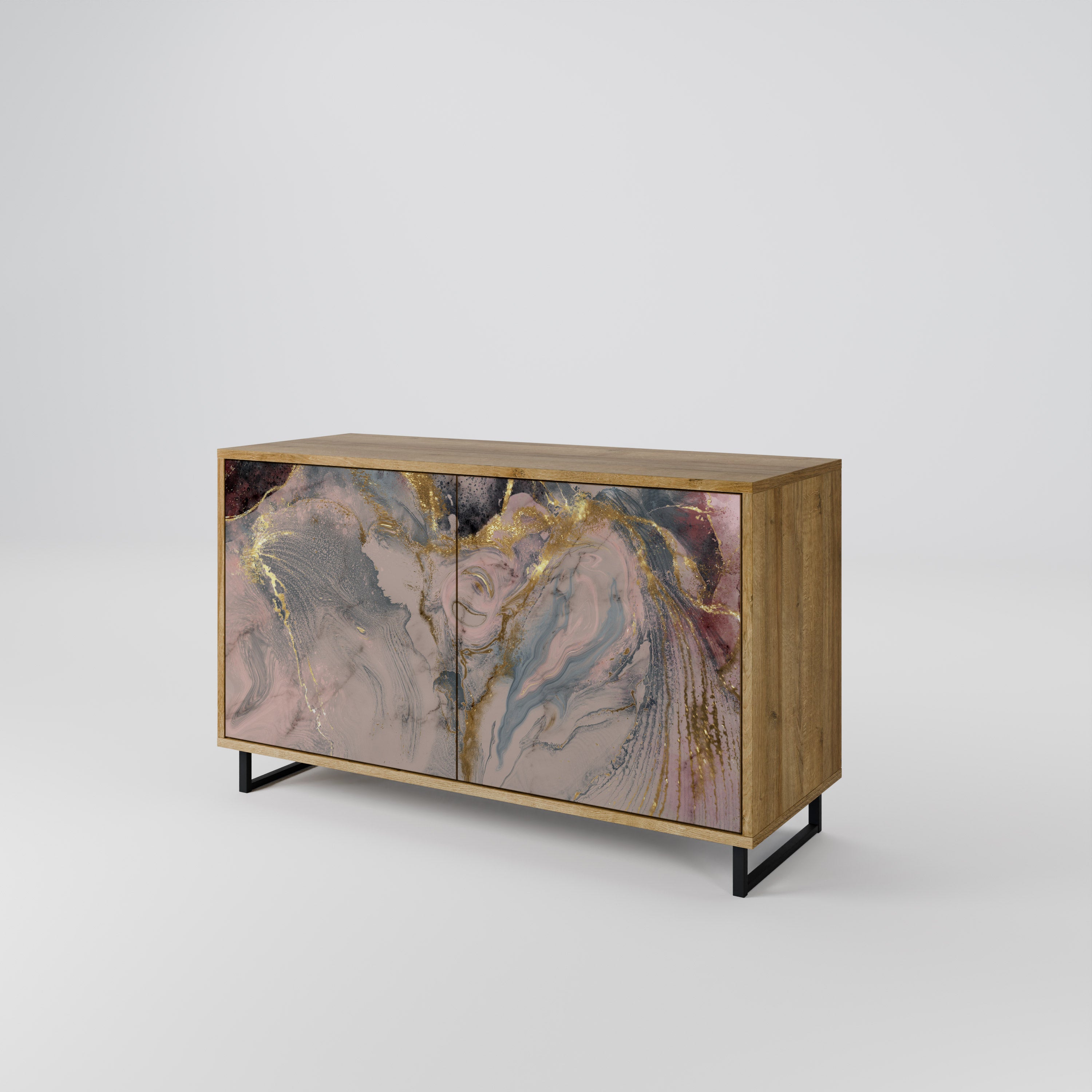 GILDED SWIRLS 2-Door Sideboard in Oak Effect