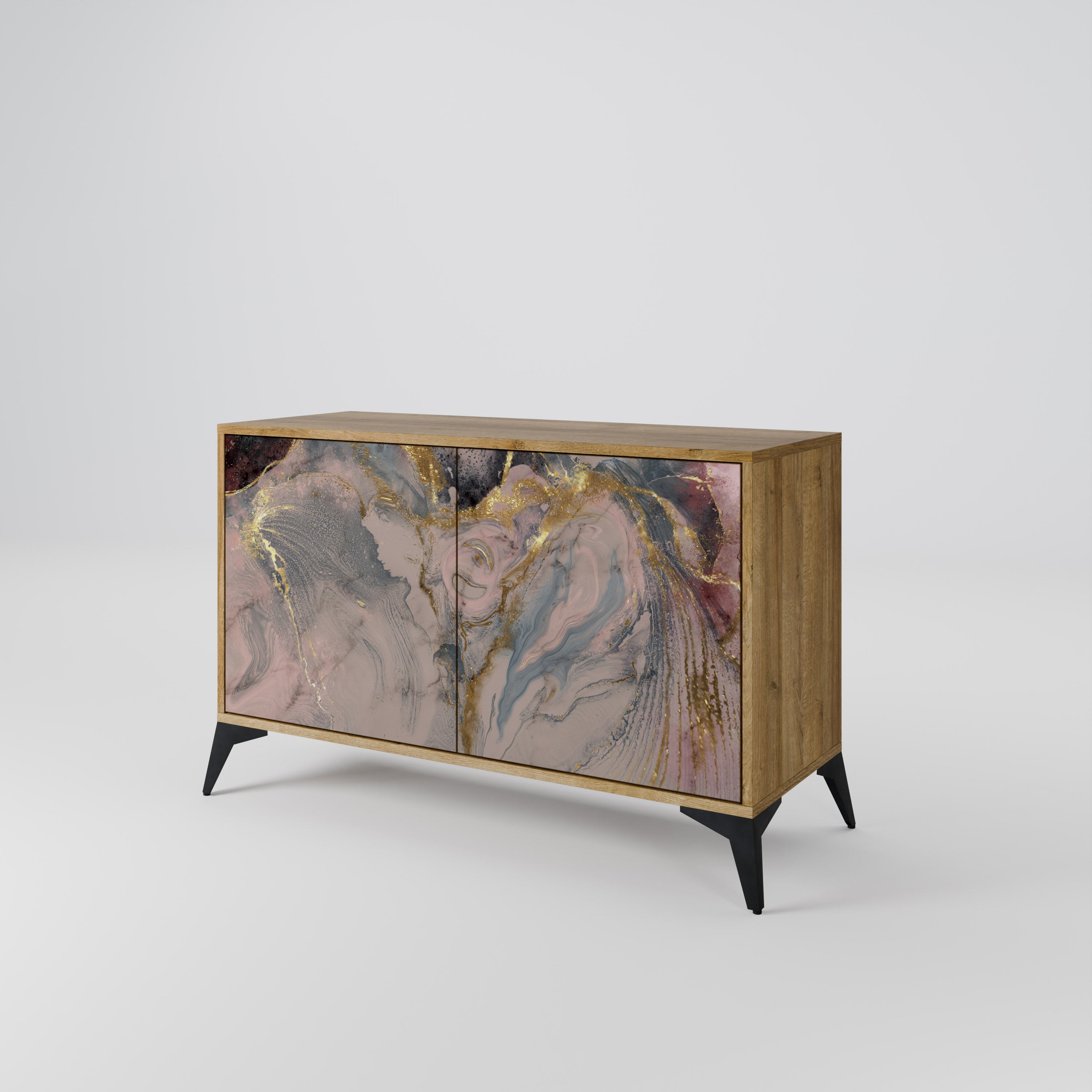 GILDED SWIRLS 2-Door Sideboard in Oak Effect