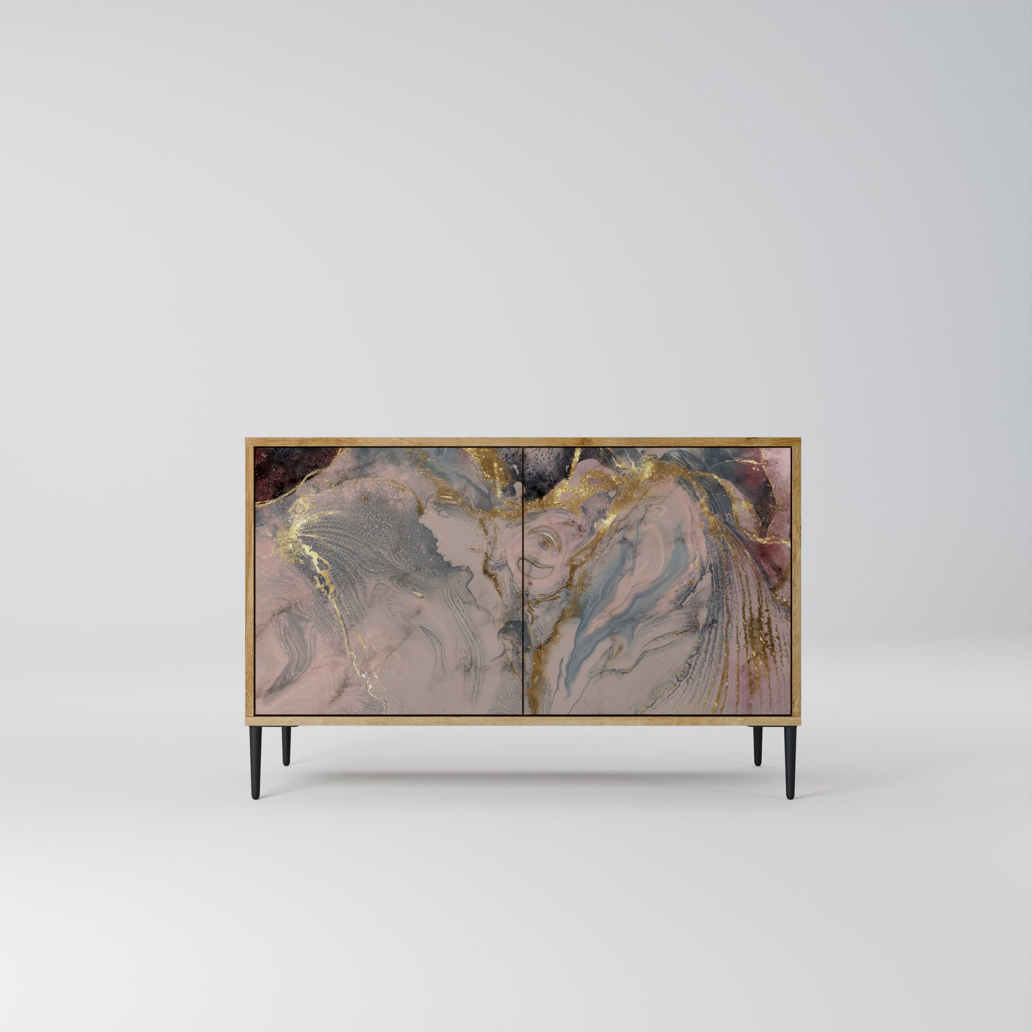 GILDED SWIRLS 2-dörrars skänk i ekeffekt