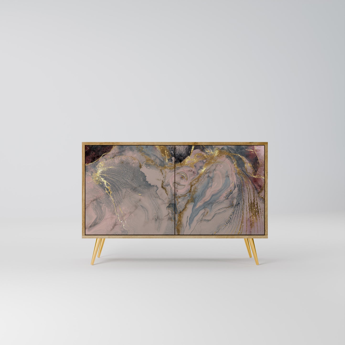 GILDED SWIRLS 2-dörrars skänk i ekeffekt