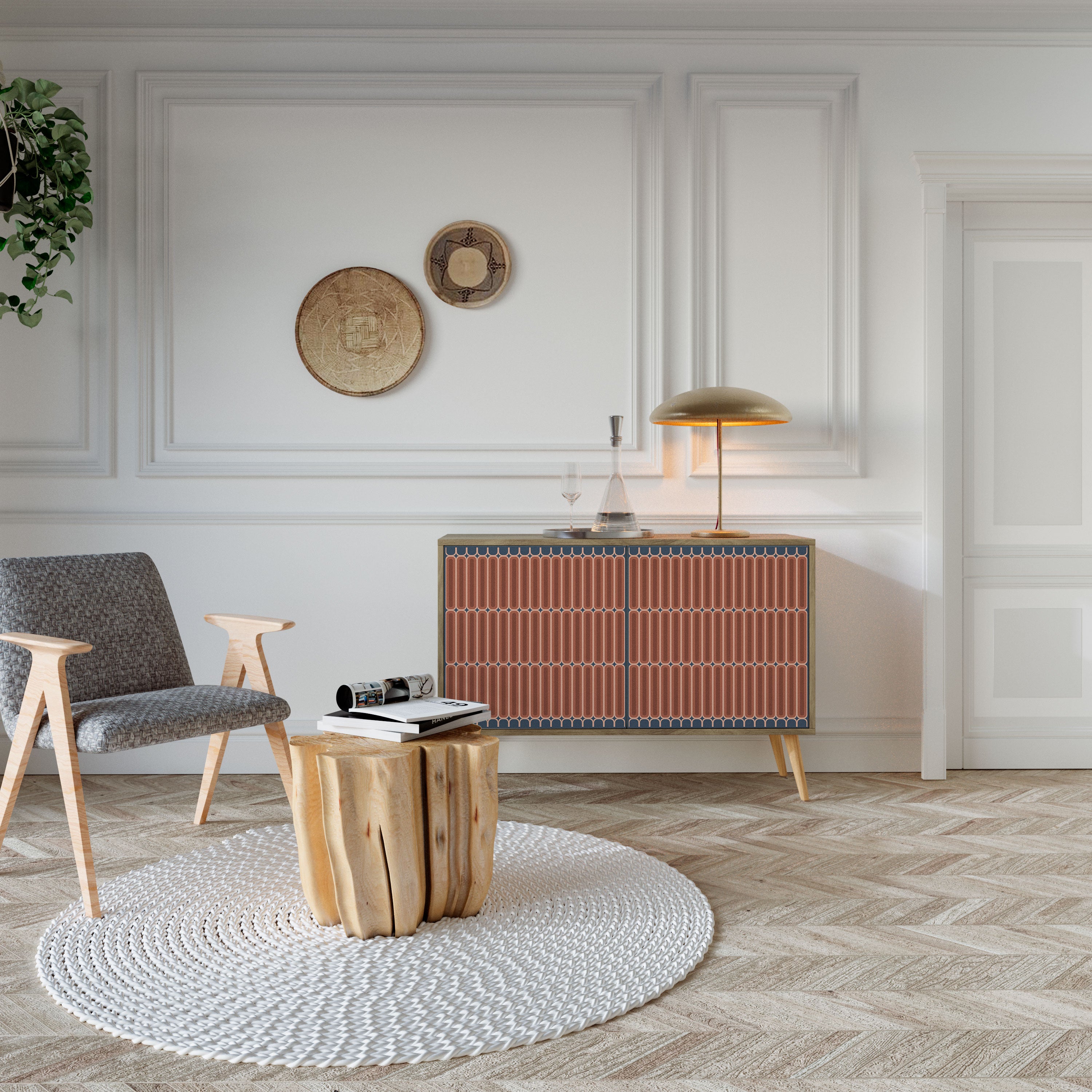 HYPNOTIC GATE 2-Door Sideboard in Oak Effect