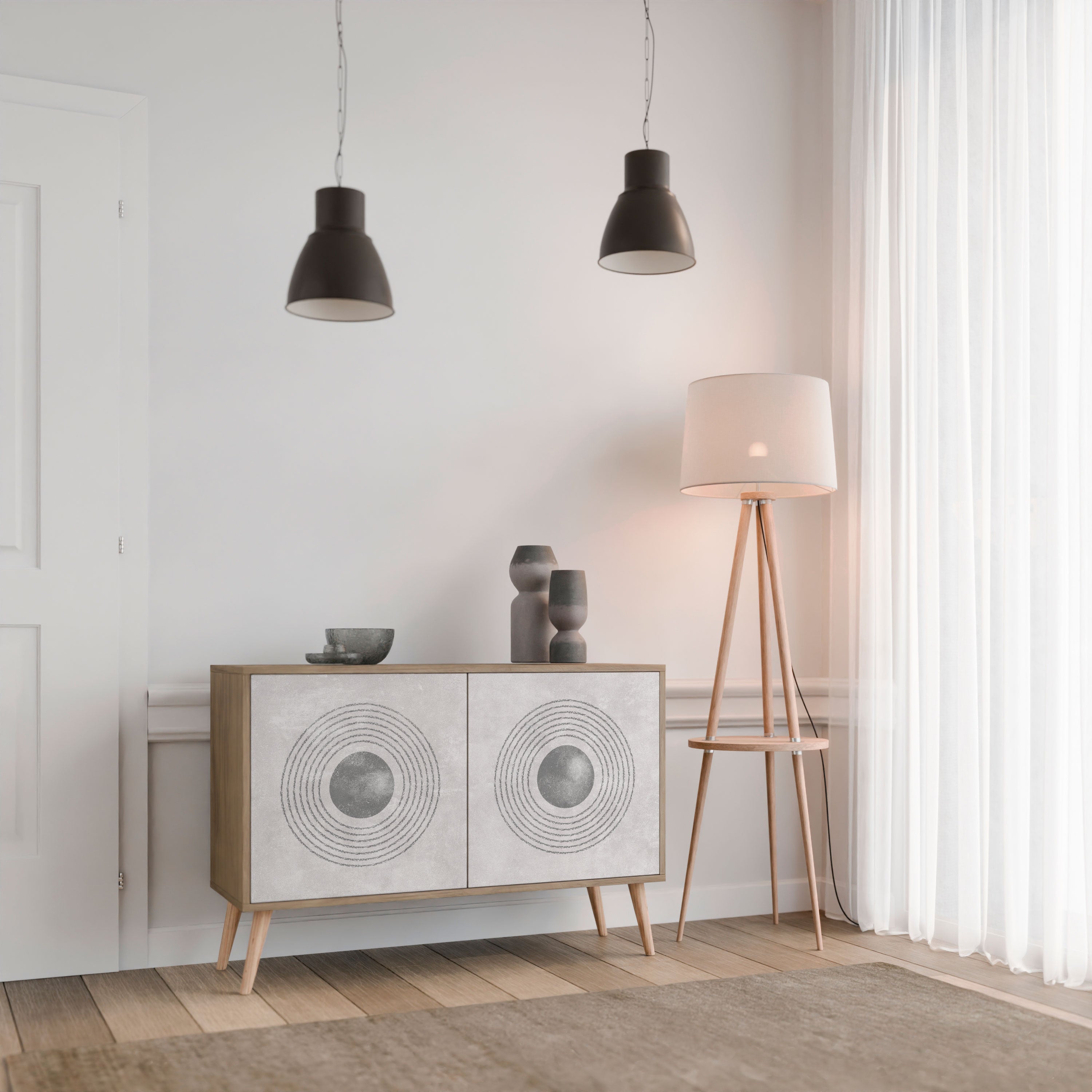 SOLID CIRCLES 2-Door Sideboard in Oak Effect