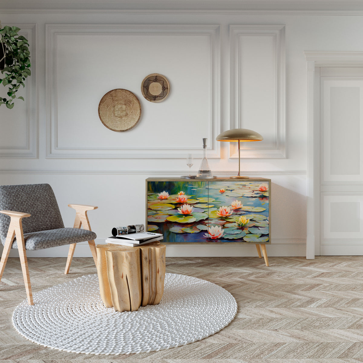 BLOOMING WATERS Skänk med två dörrar
