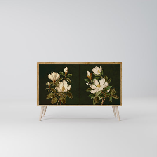 FLORAL NOIR 2-dörrars skänk i ekeffekt