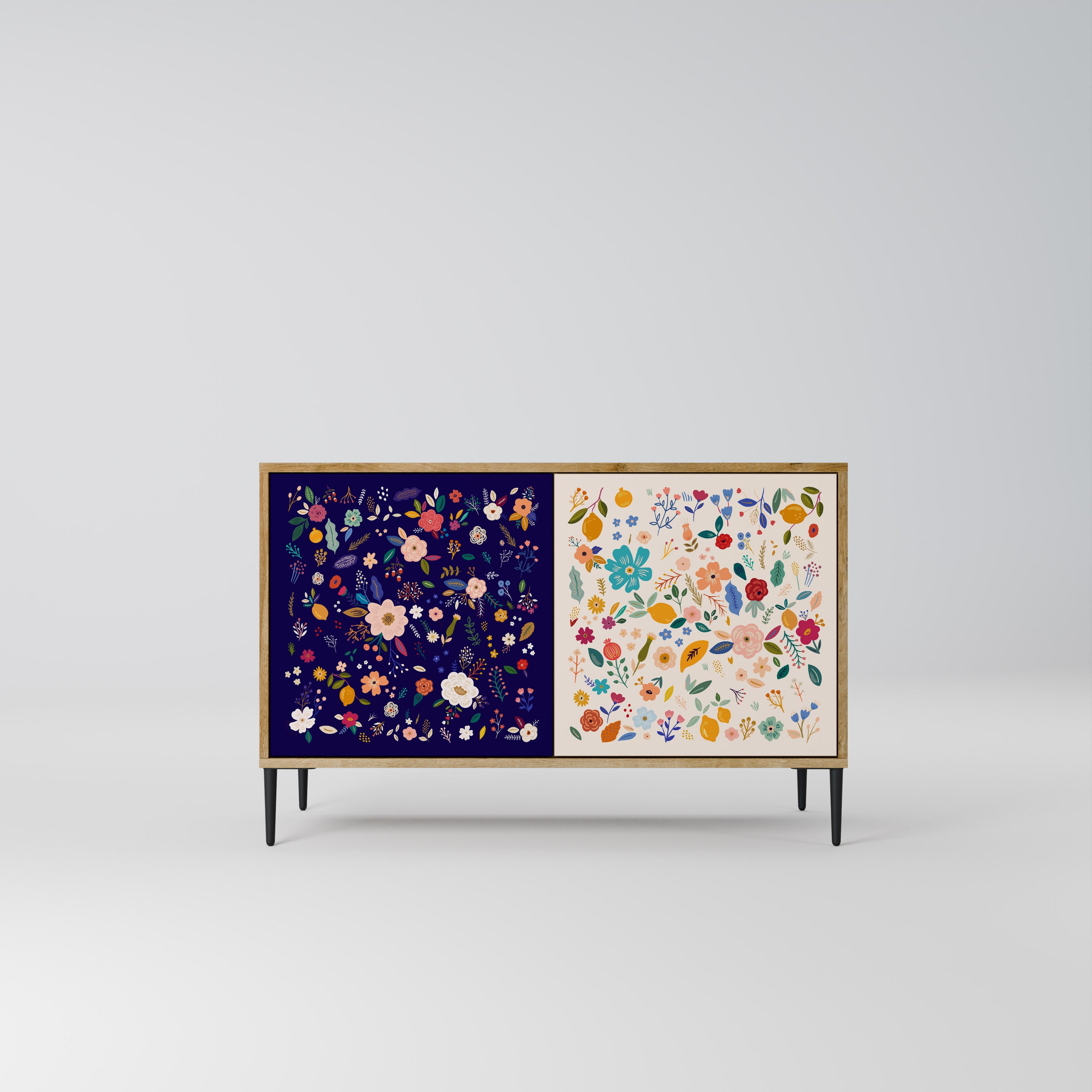 FLORAL COMBINATION 2-Door Sideboard in Oak Effect
