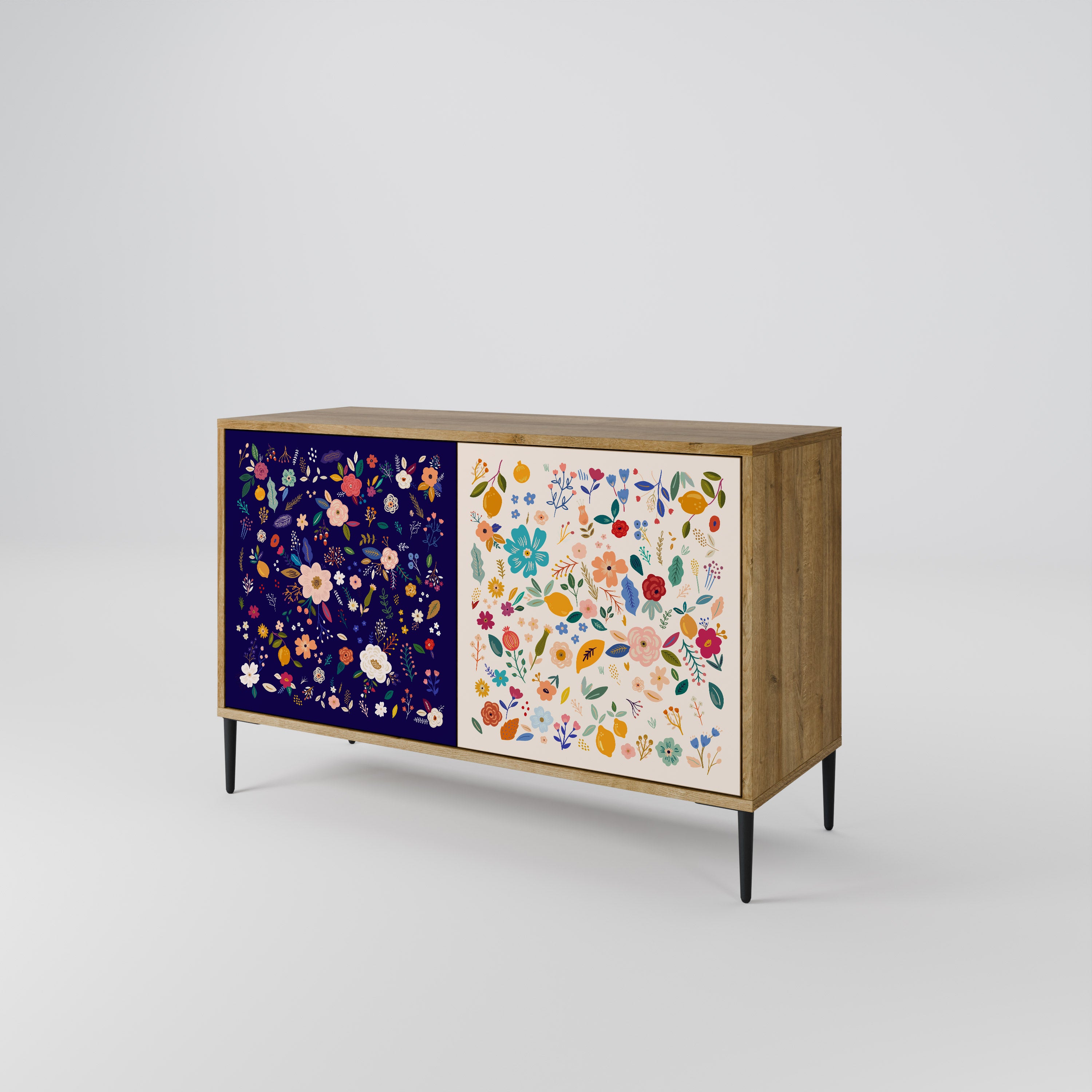 FLORAL COMBINATION 2-Door Sideboard in Oak Effect