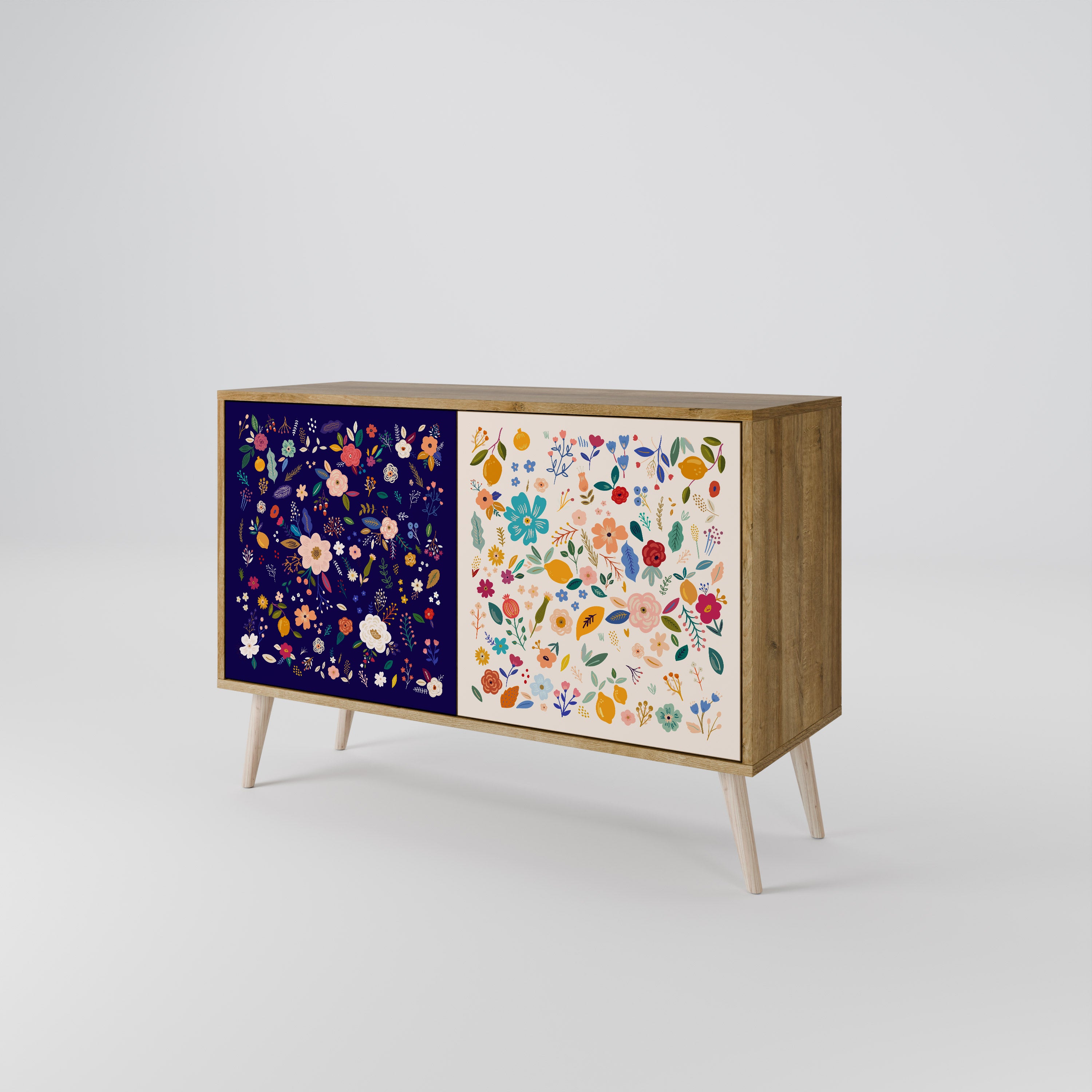 FLORAL COMBINATION 2-Door Sideboard in Oak Effect