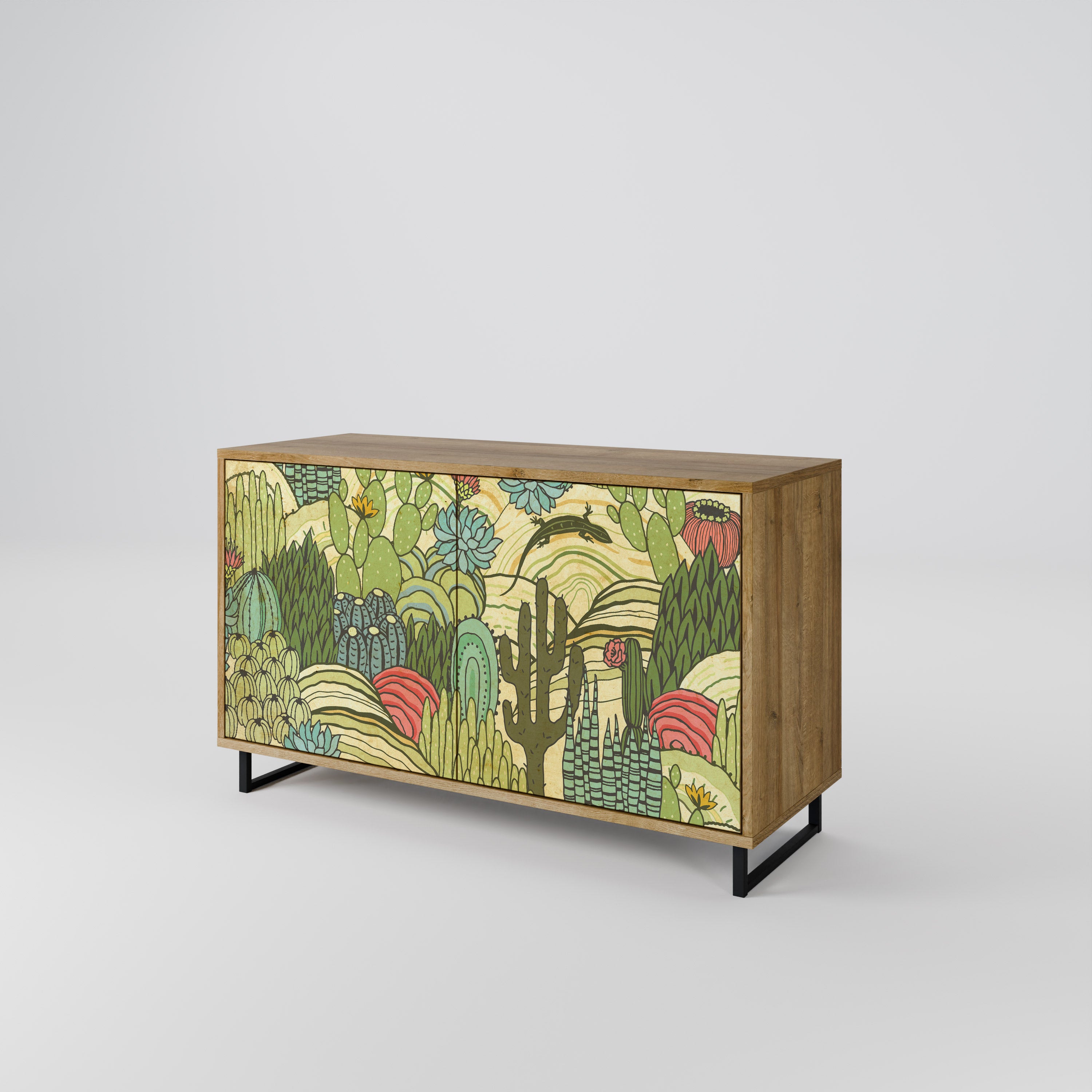 SUCCULENTS KALEIDOSCOPE 2-Door Sideboard in Oak Effect
