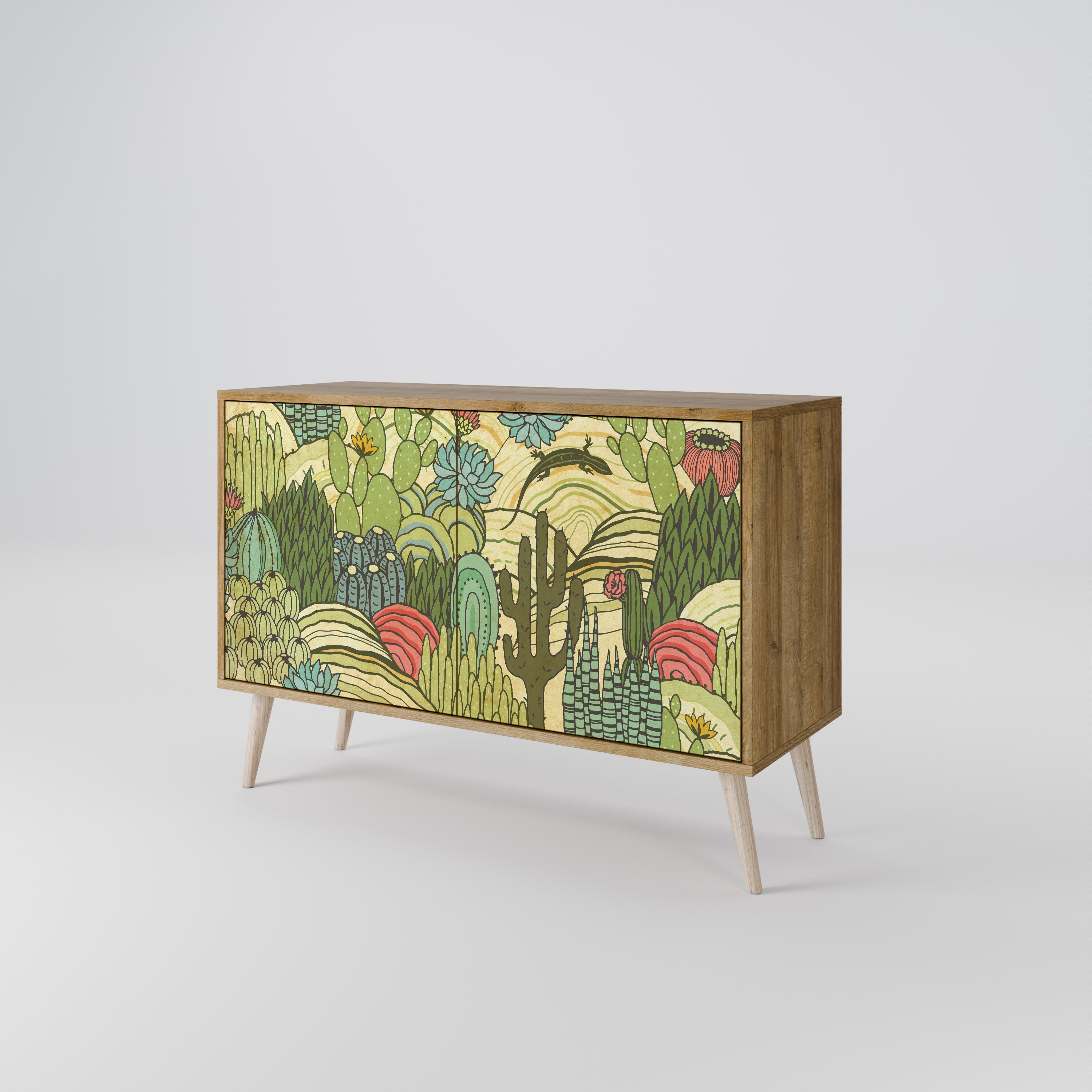 SUCCULENTS KALEIDOSCOPE 2-Door Sideboard in Oak Effect