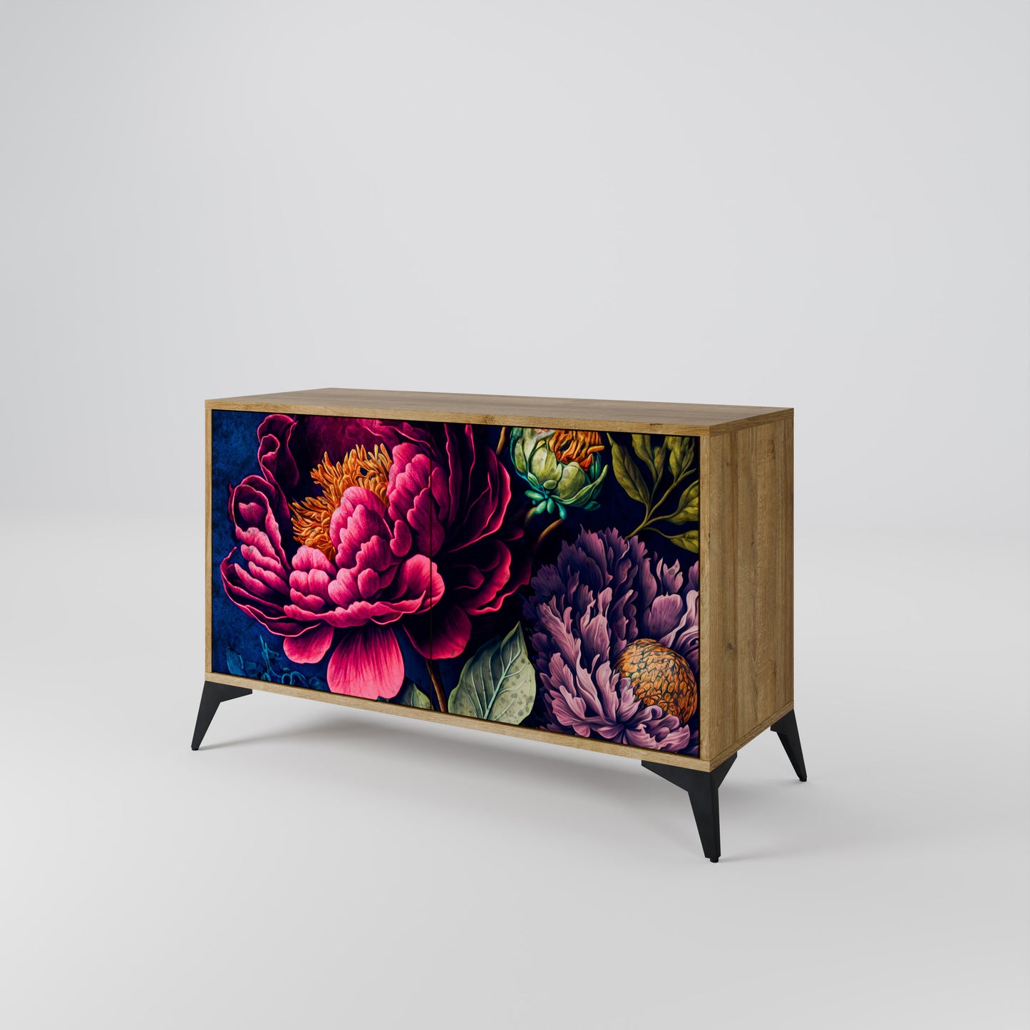 BLOOMING ELEGANCE 2-dörrars skänk i ekeffekt