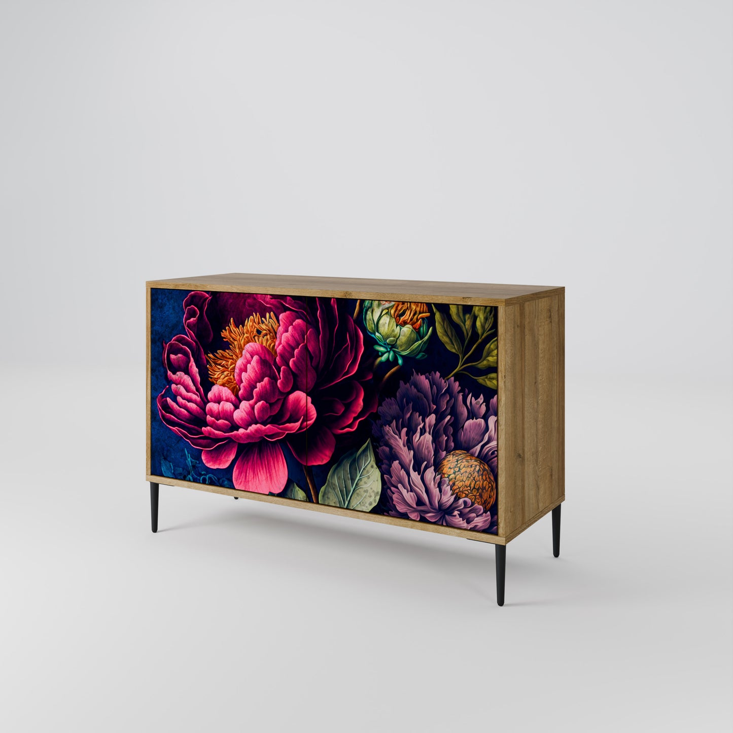 BLOOMING ELEGANCE 2-dörrars skänk i ekeffekt