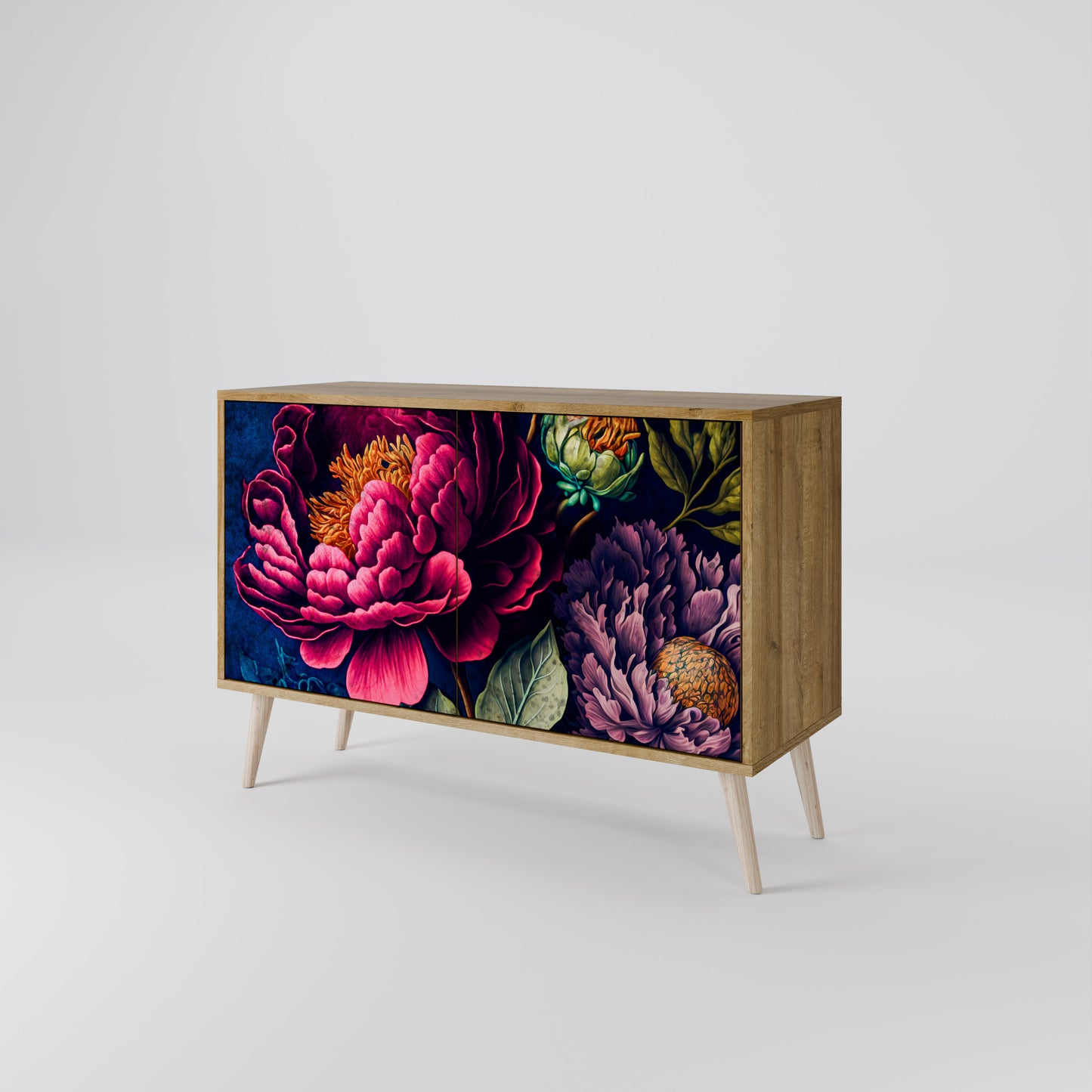 BLOOMING ELEGANCE 2-dörrars skänk i ekeffekt