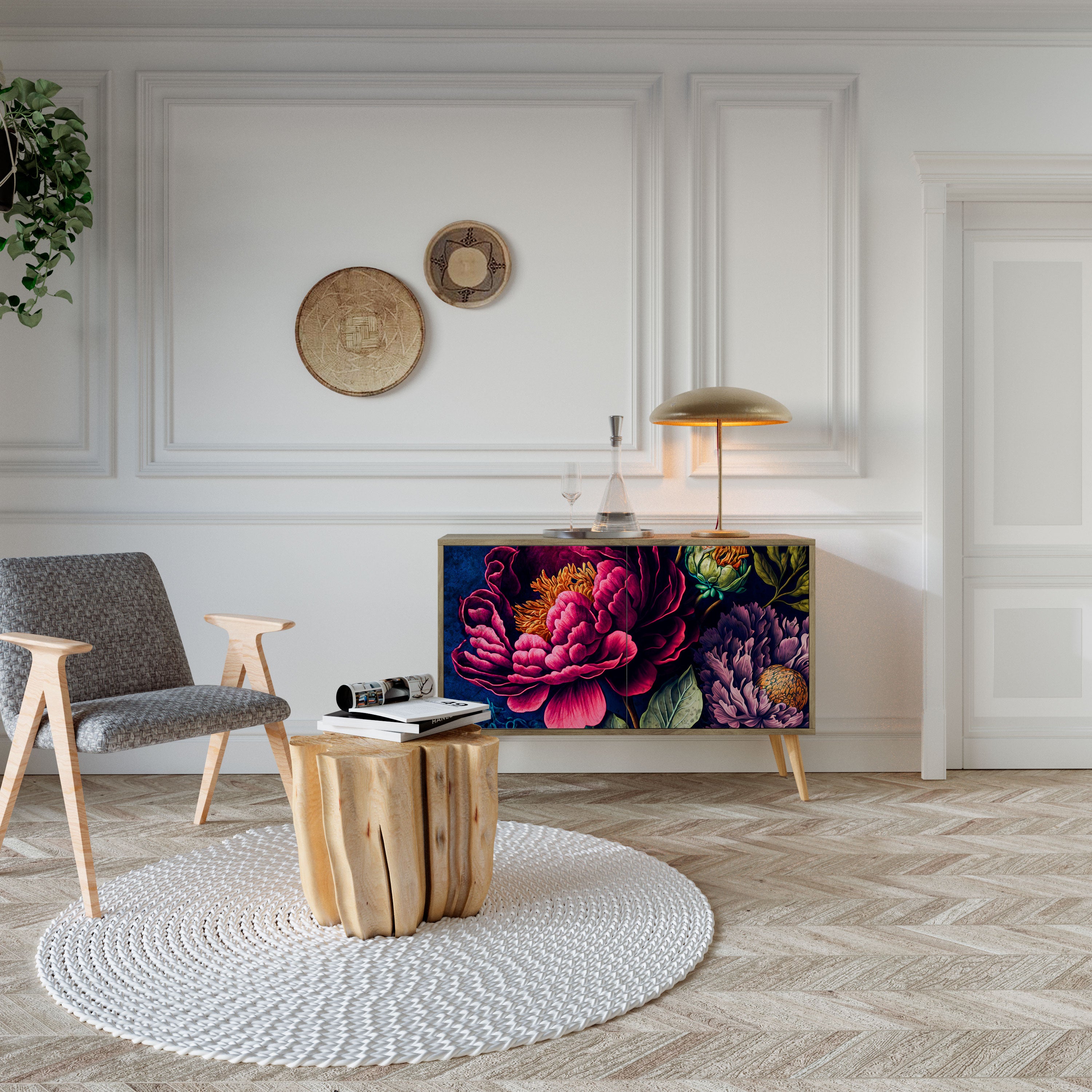 BLOOMING ELEGANCE 2-Door Sideboard in Oak Effect