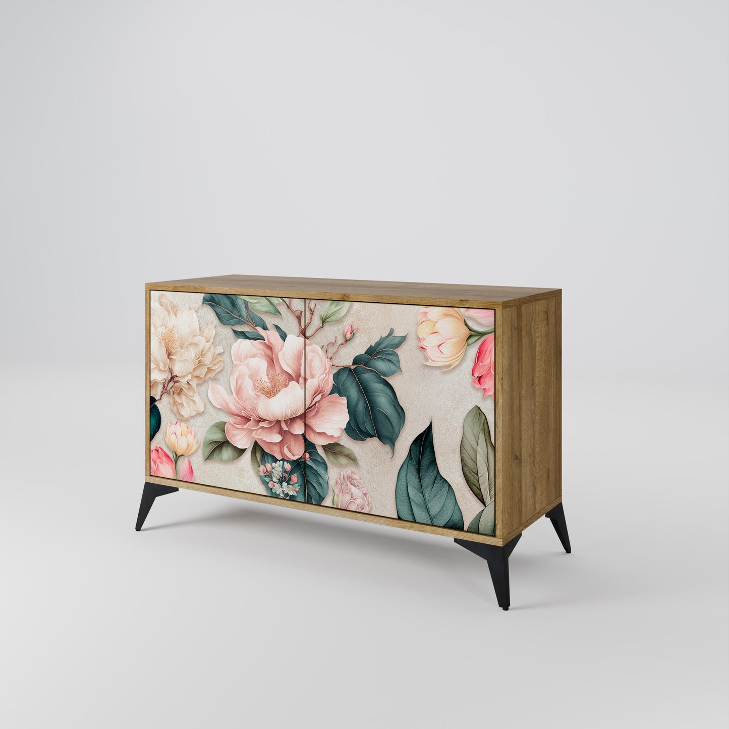 FLORAL GRACE 2-dörrars skänk i ekeffekt