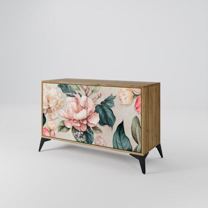FLORAL GRACE 2-dörrars skänk i ekeffekt