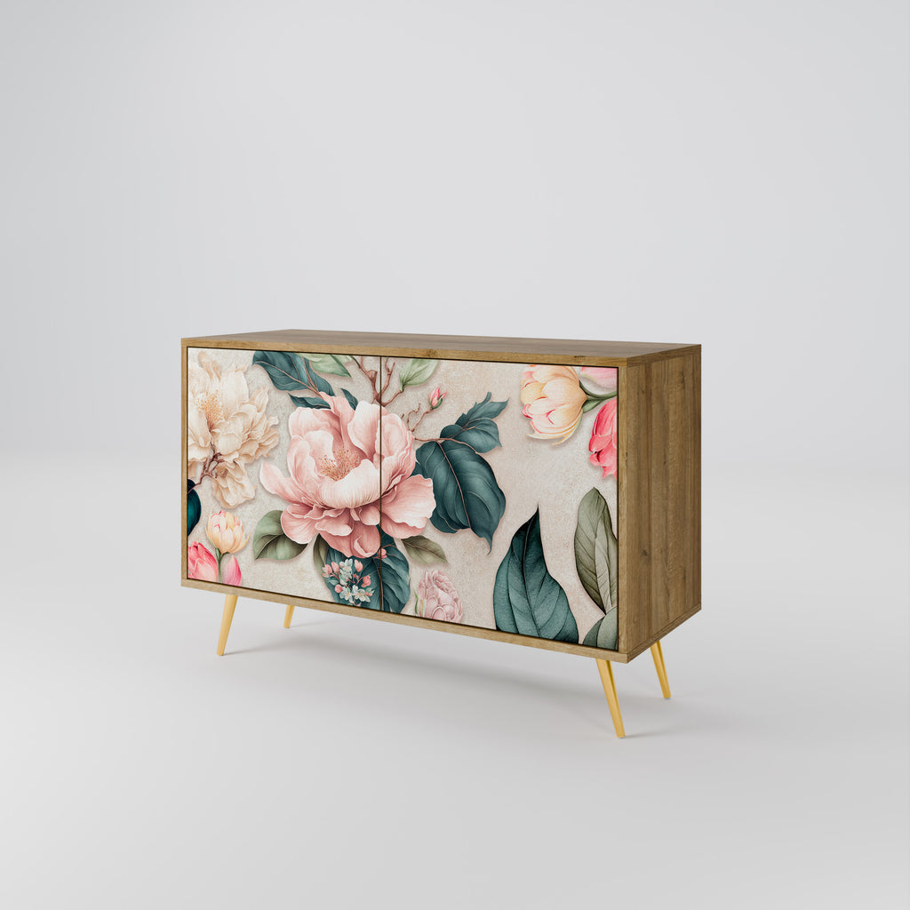 FLORAL GRACE 2-Door Sideboard in Oak Effect