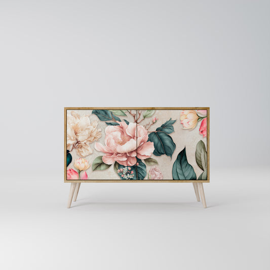 FLORAL GRACE 2-dörrars skänk i ekeffekt