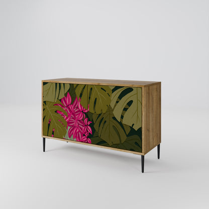 TROPICAL BEAUTY 2-dörrars skänk i ekeffekt