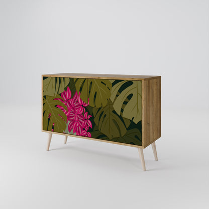 TROPICAL BEAUTY 2-dörrars skänk i ekeffekt