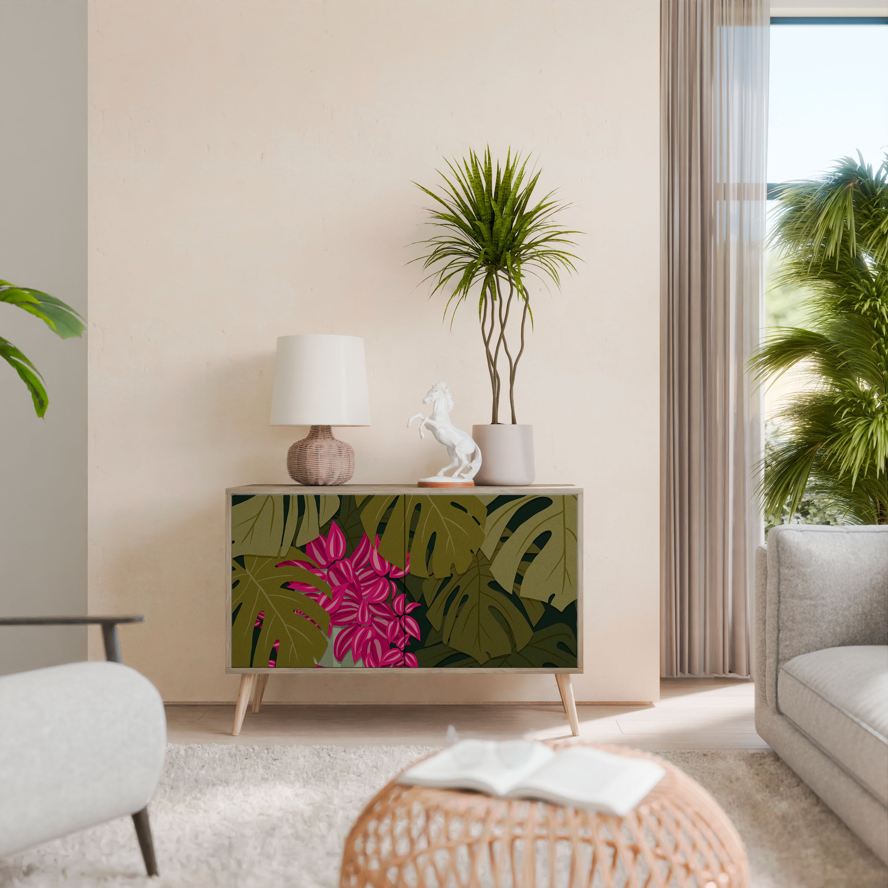 TROPICAL BEAUTY 2-Door Sideboard in Oak Effect