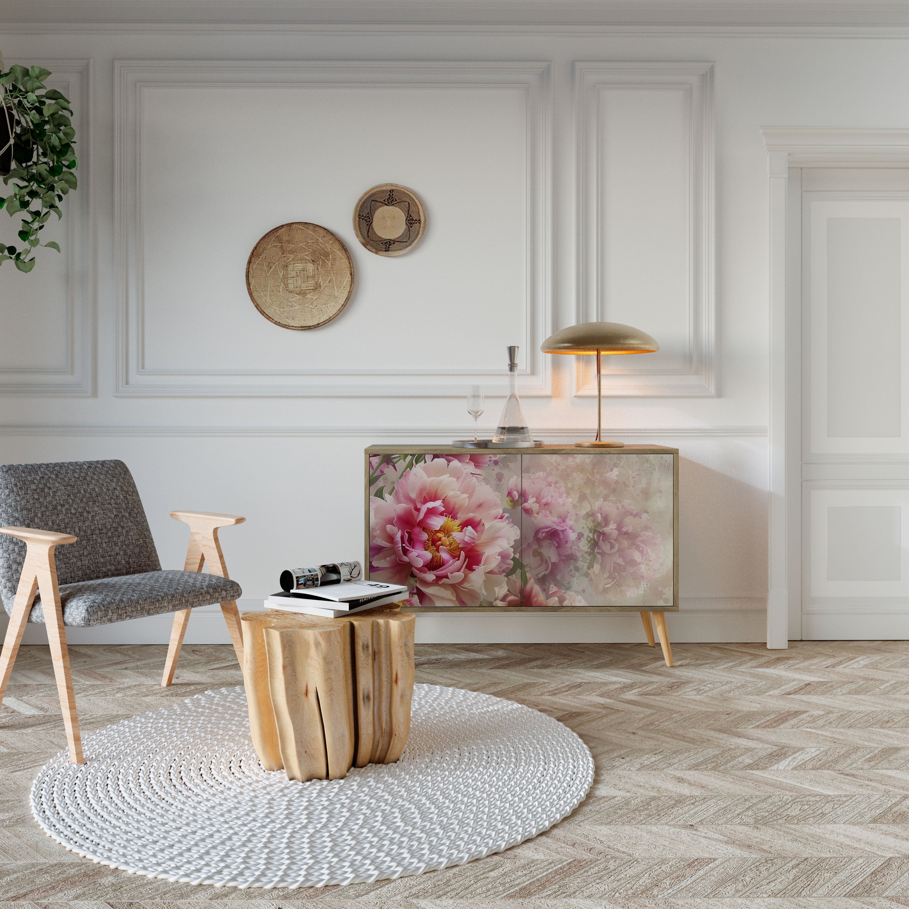 PEONY WHISPER skänk med 2 dörrar