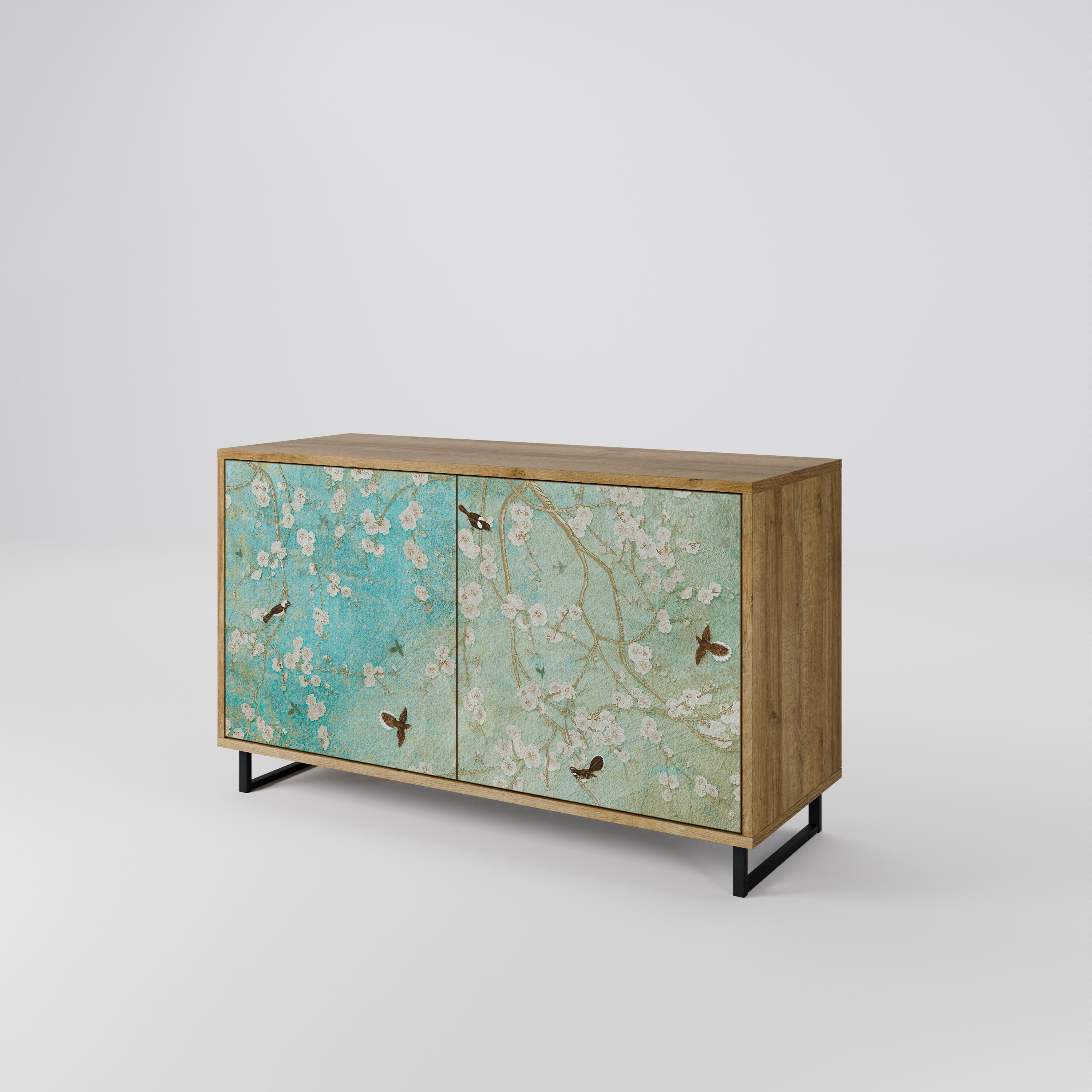 BLOOMING CHARM 2-Door Sideboard in Oak Effect