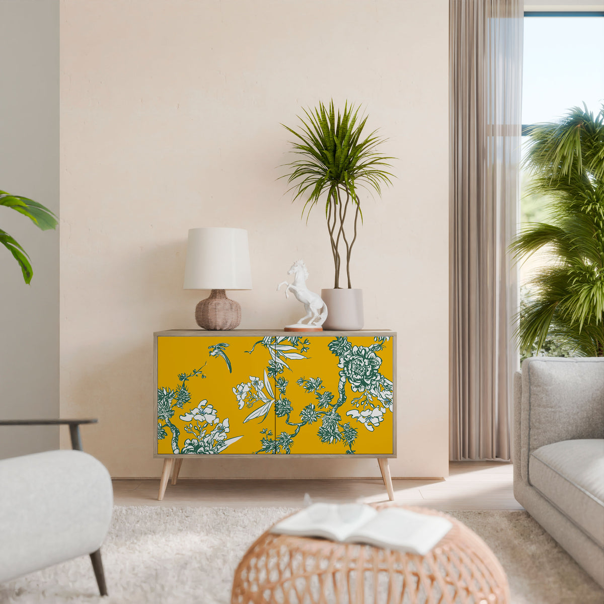 YELLOW CHINOISERIE Skänk med två dörrar