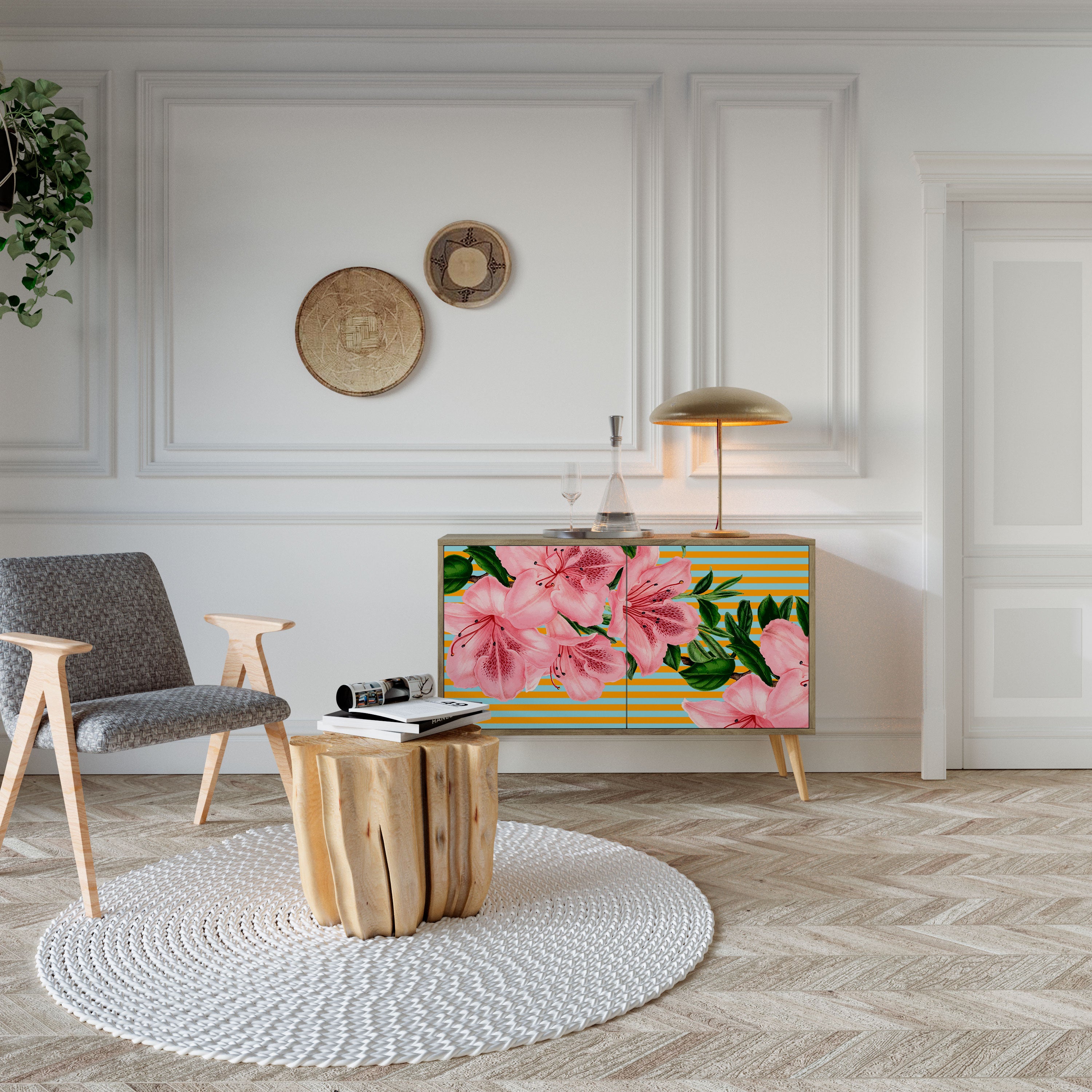 FRAGILE BEAUTY 2-Door Sideboard in Oak Effect