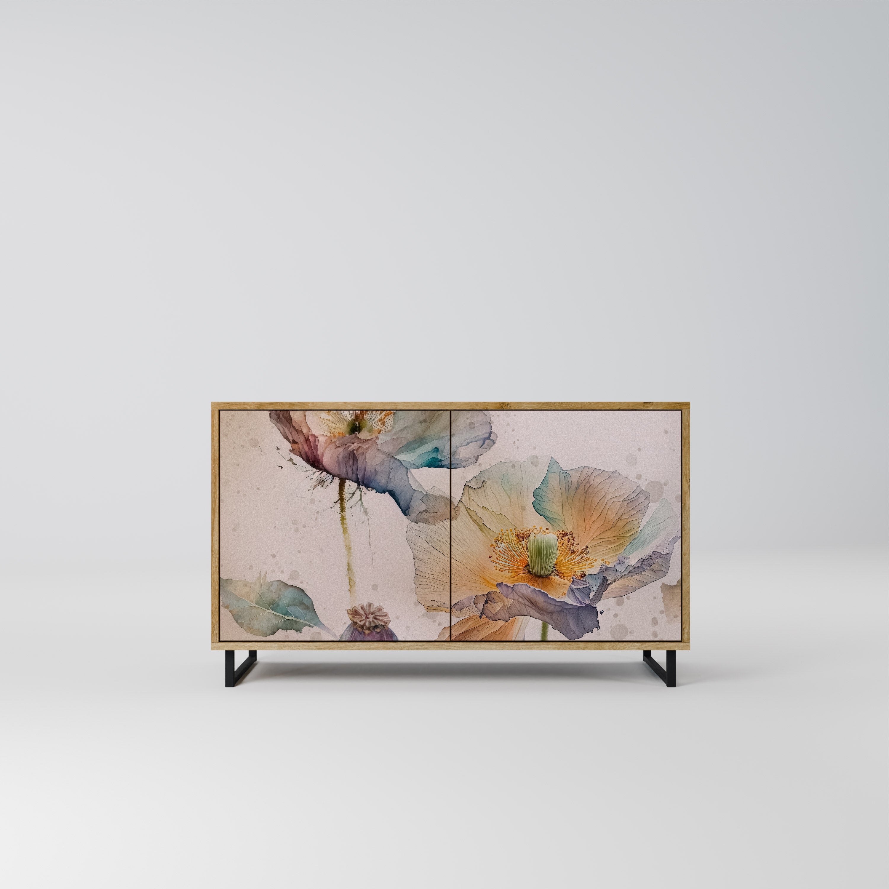 SOFTEN POPPY 2-Door Sideboard in Oak Effect