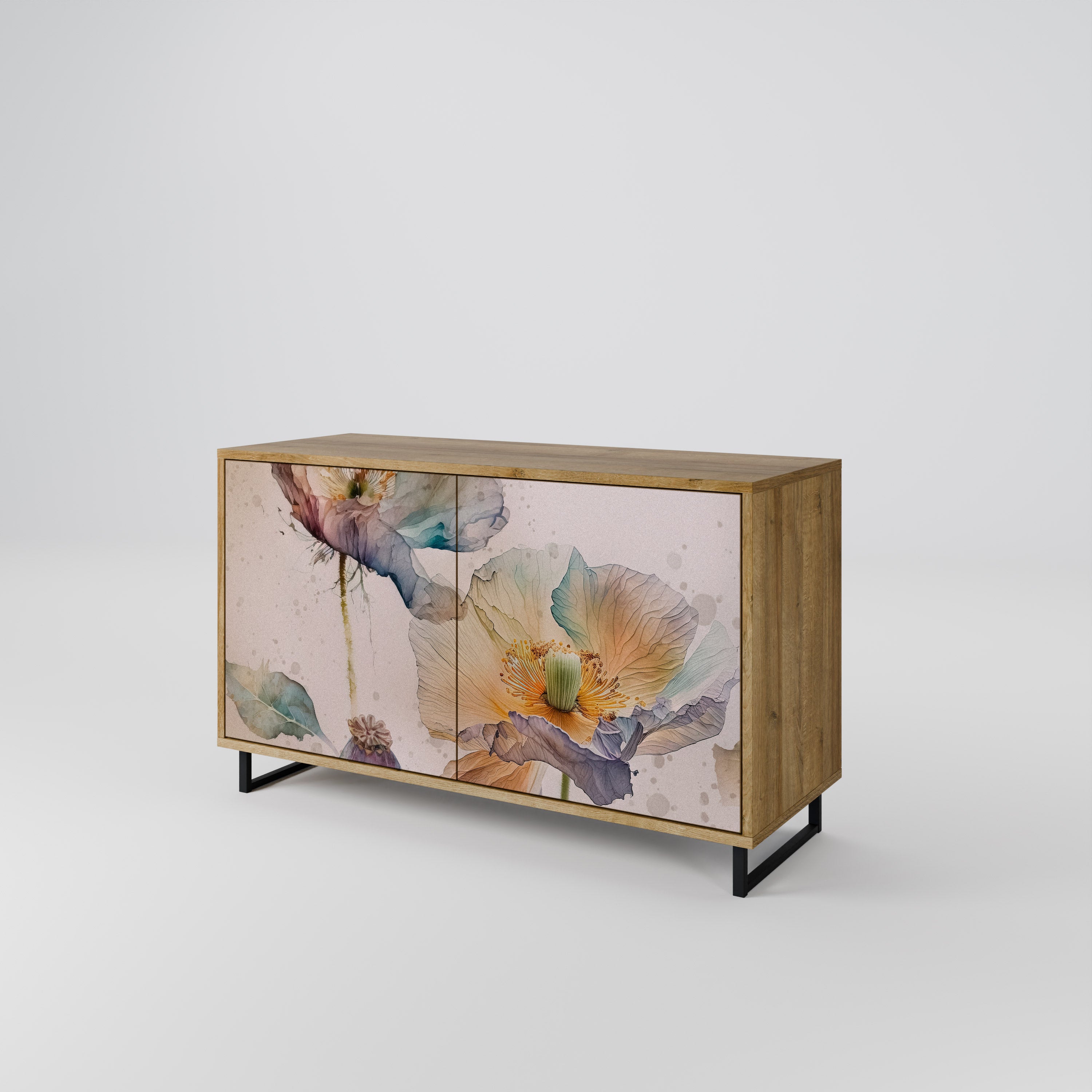 SOFTEN POPPY 2-Door Sideboard in Oak Effect