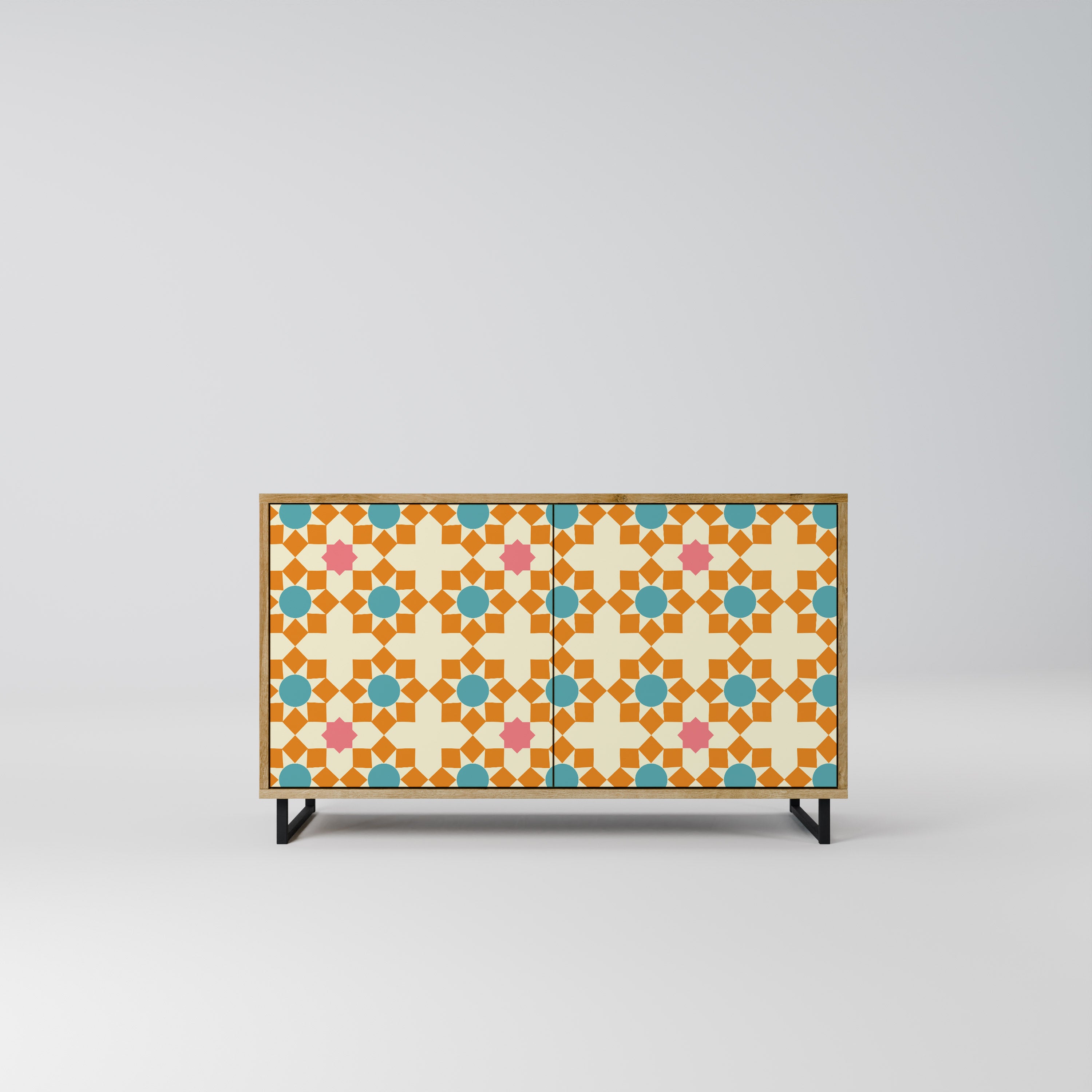 FLORAL DECOR 2-Door Sideboard in Oak Effect