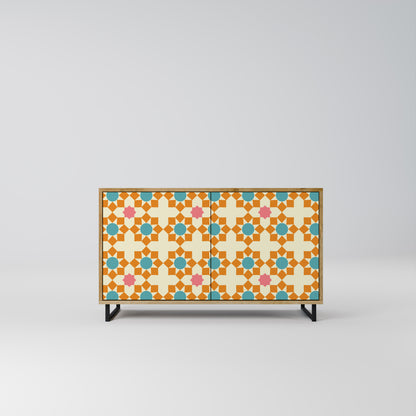 BLOMMAD DECOR 2-dörrars skänk i ekeffekt