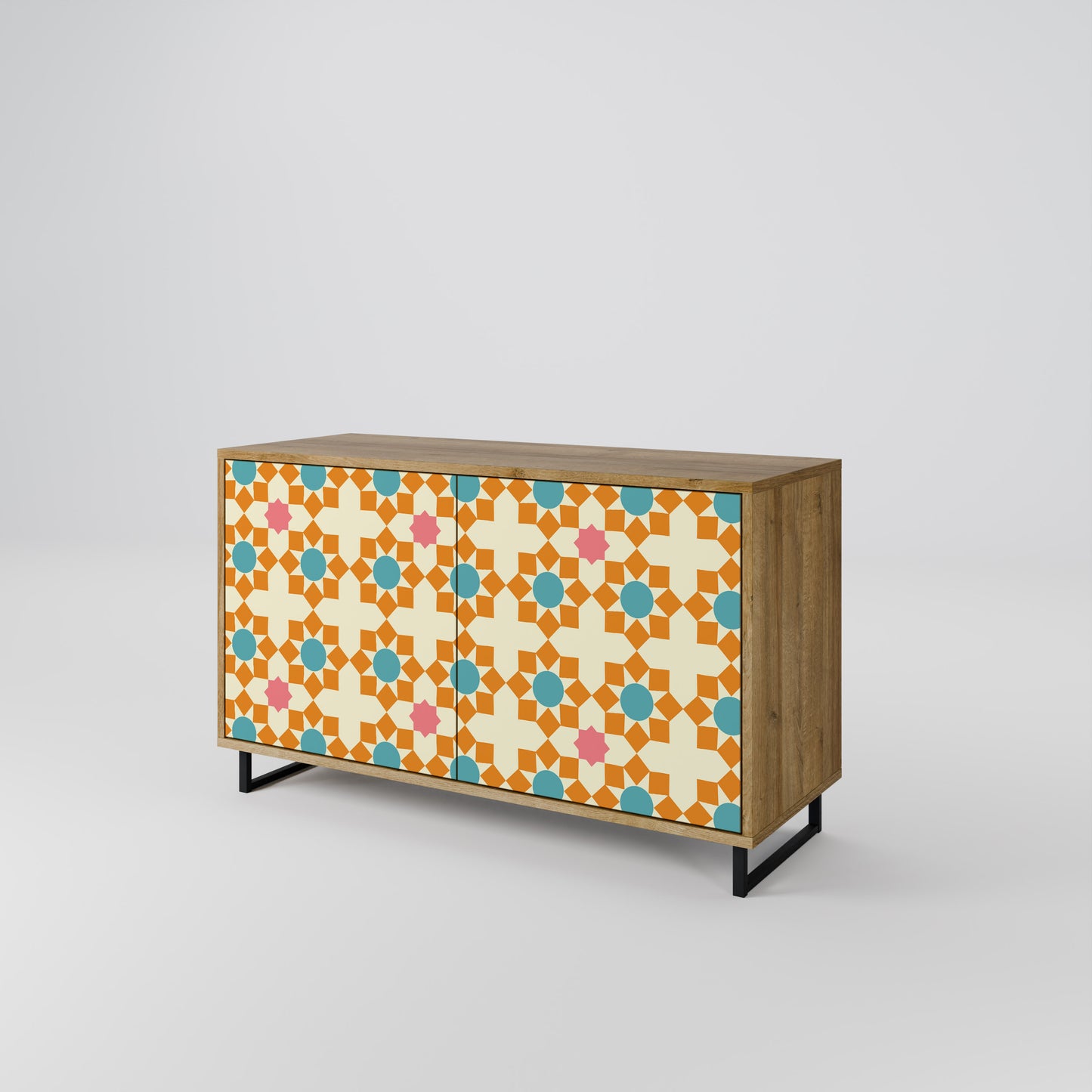 BLOMMAD DECOR 2-dörrars skänk i ekeffekt