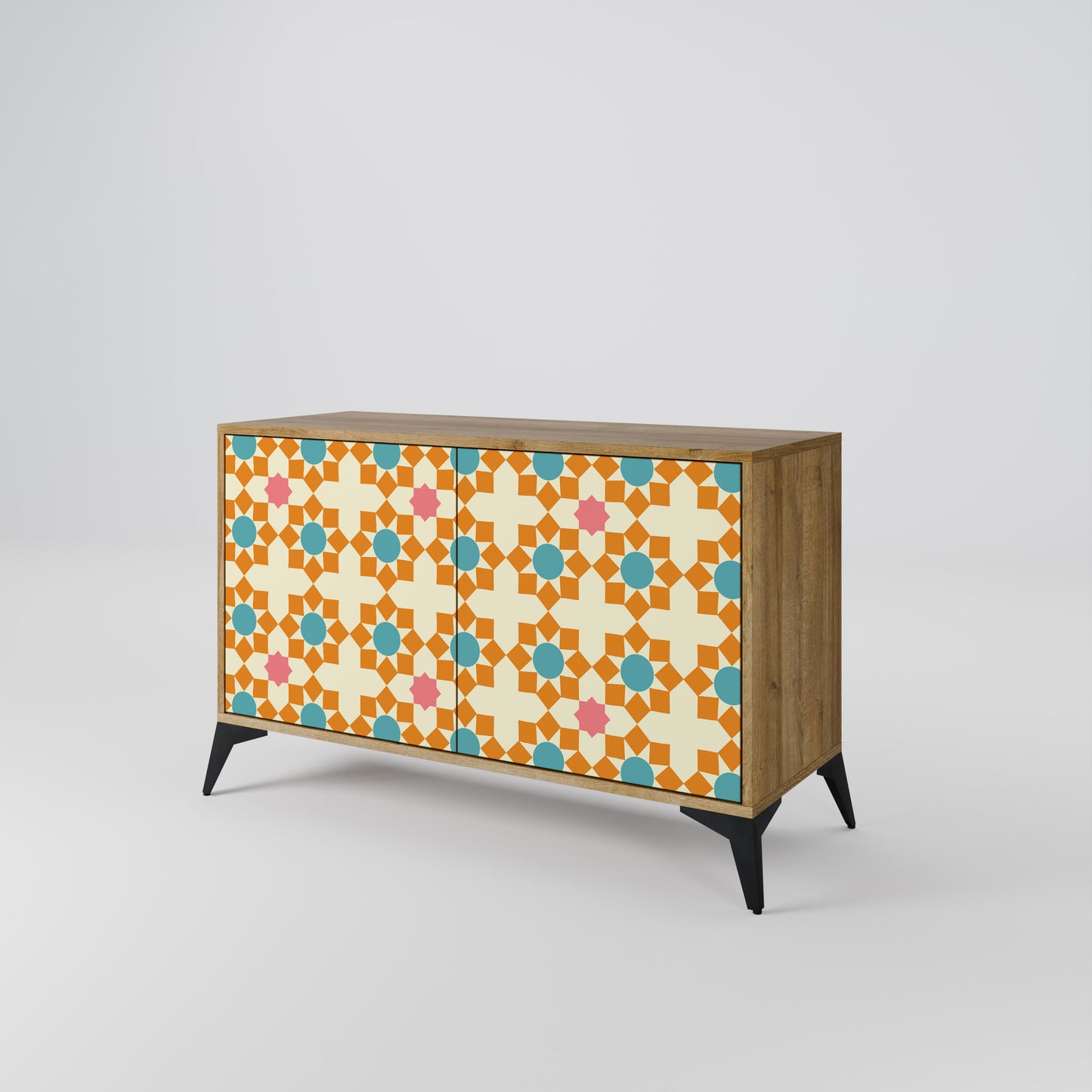 BLOMMAD DECOR 2-dörrars skänk i ekeffekt