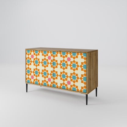 BLOMMAD DECOR 2-dörrars skänk i ekeffekt
