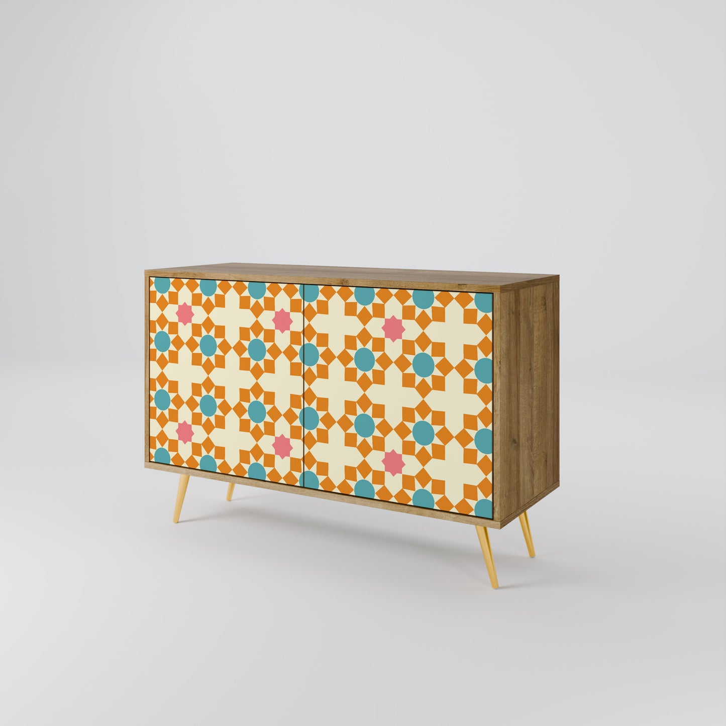 BLOMMAD DECOR 2-dörrars skänk i ekeffekt