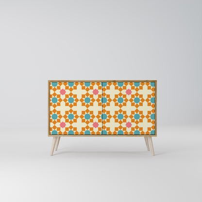 BLOMMAD DECOR 2-dörrars skänk i ekeffekt