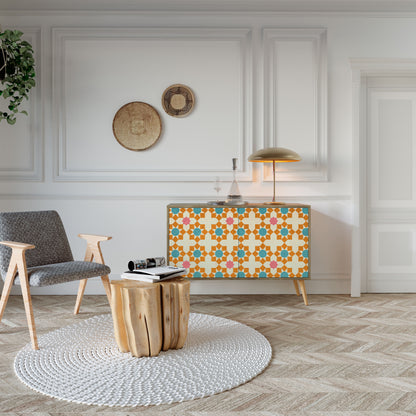 BLOMMAD DECOR 2-dörrars skänk i ekeffekt
