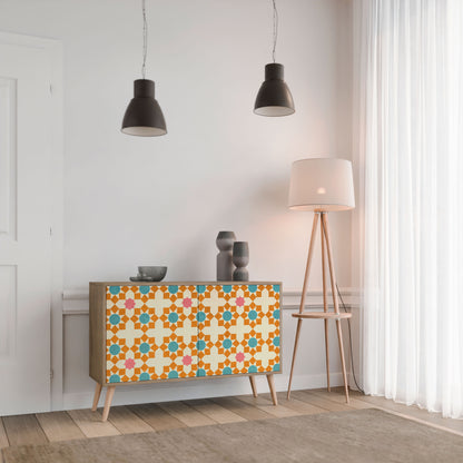 BLOMMAD DECOR 2-dörrars skänk i ekeffekt
