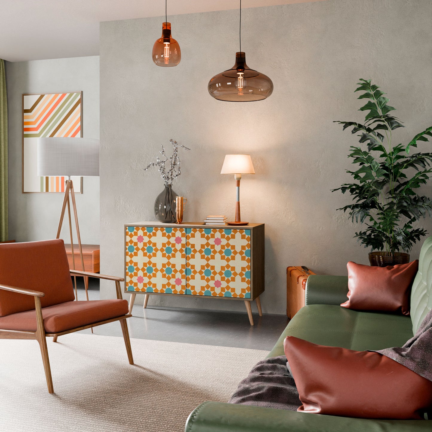 BLOMMAD DECOR 2-dörrars skänk i ekeffekt