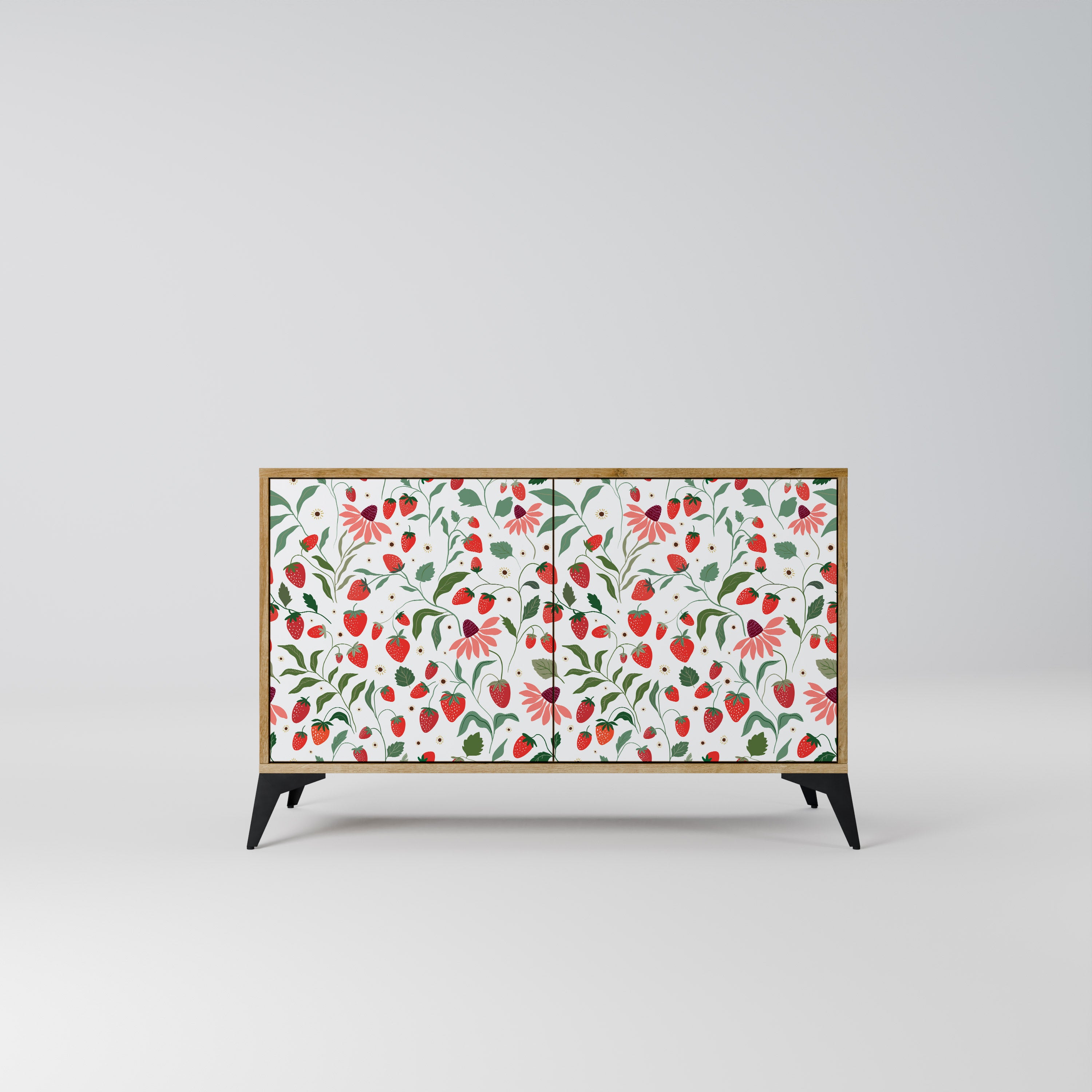 FLOWERS AND STRAWBERRIES 2-Door Sideboard in Oak Effect