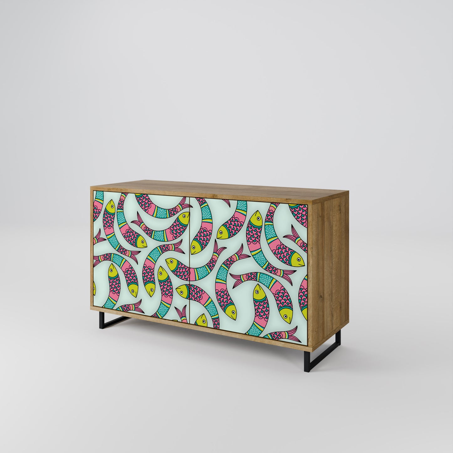 INDIAN FISH 2-Door Sideboard in Oak Effect