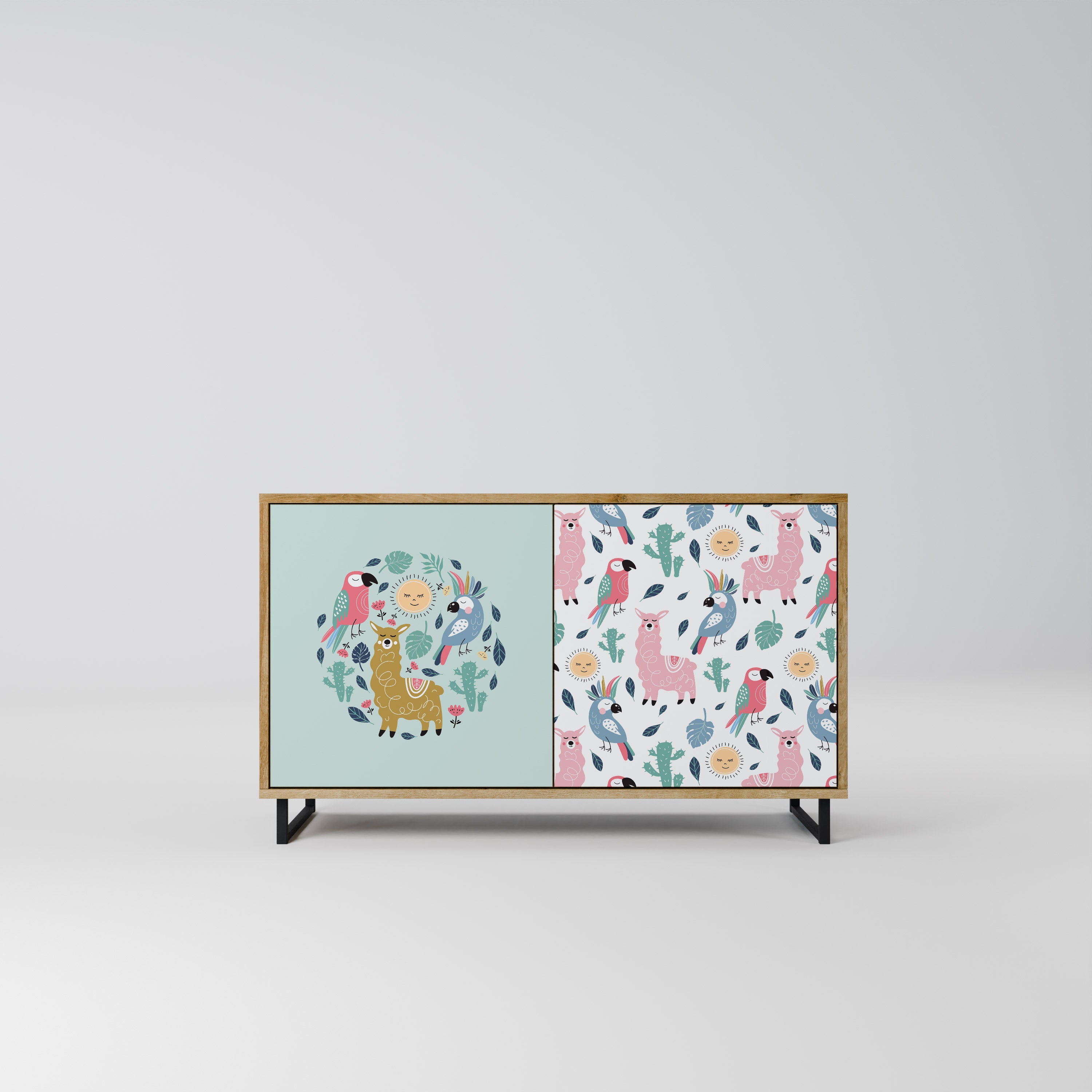 COLORFUL ALPACAS 2-Door Sideboard in Oak Effect