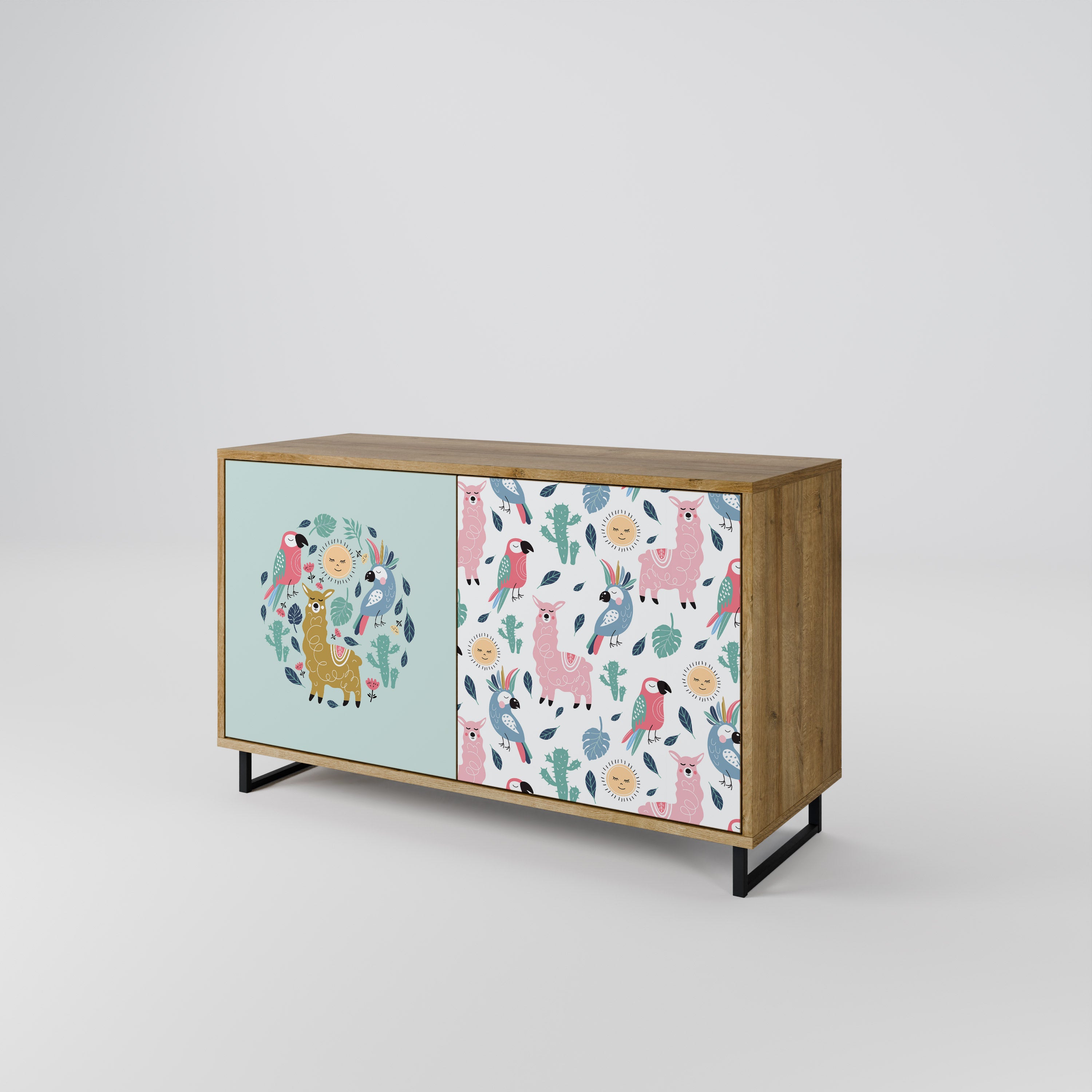 COLORFUL ALPACAS 2-Door Sideboard in Oak Effect