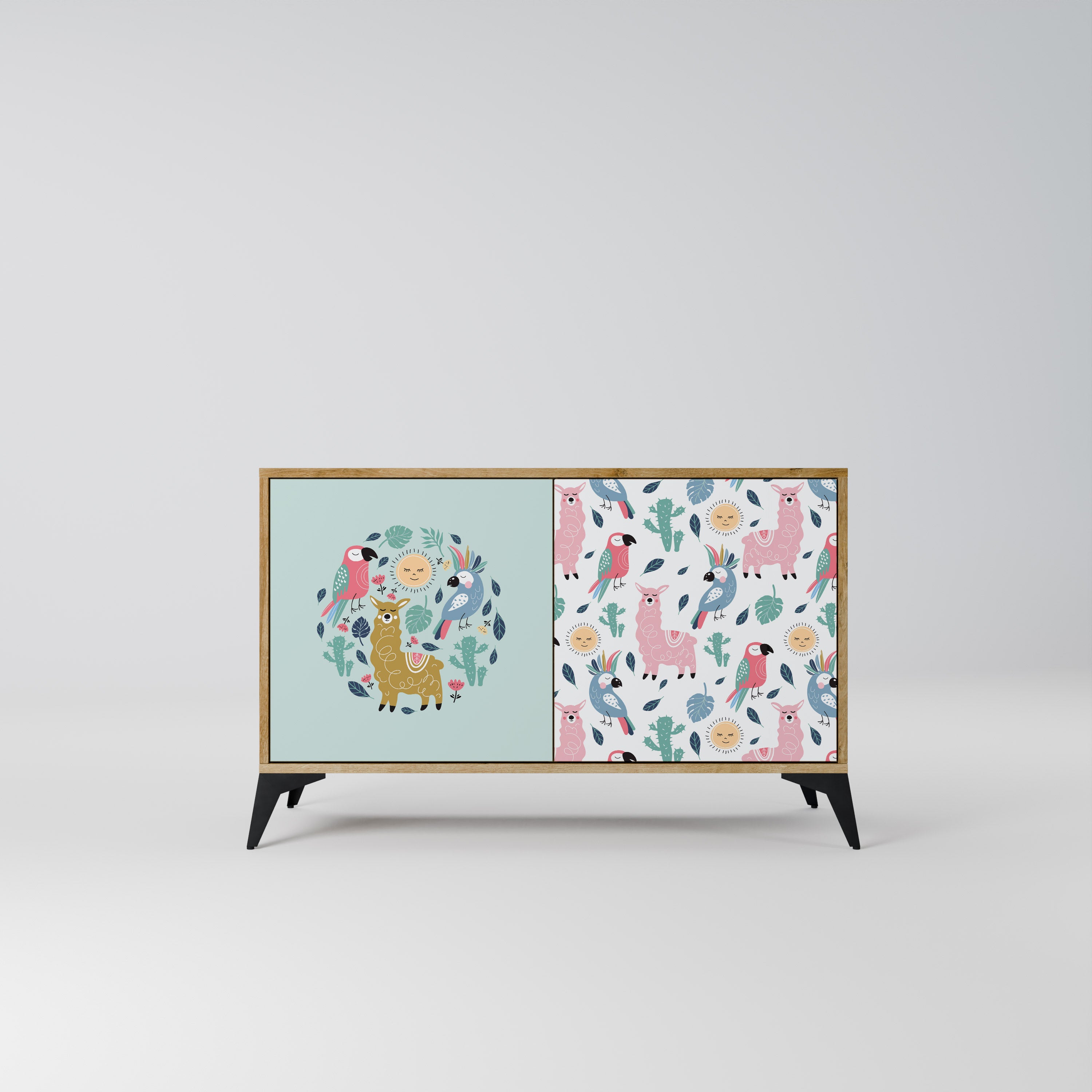 COLORFUL ALPACAS 2-Door Sideboard in Oak Effect