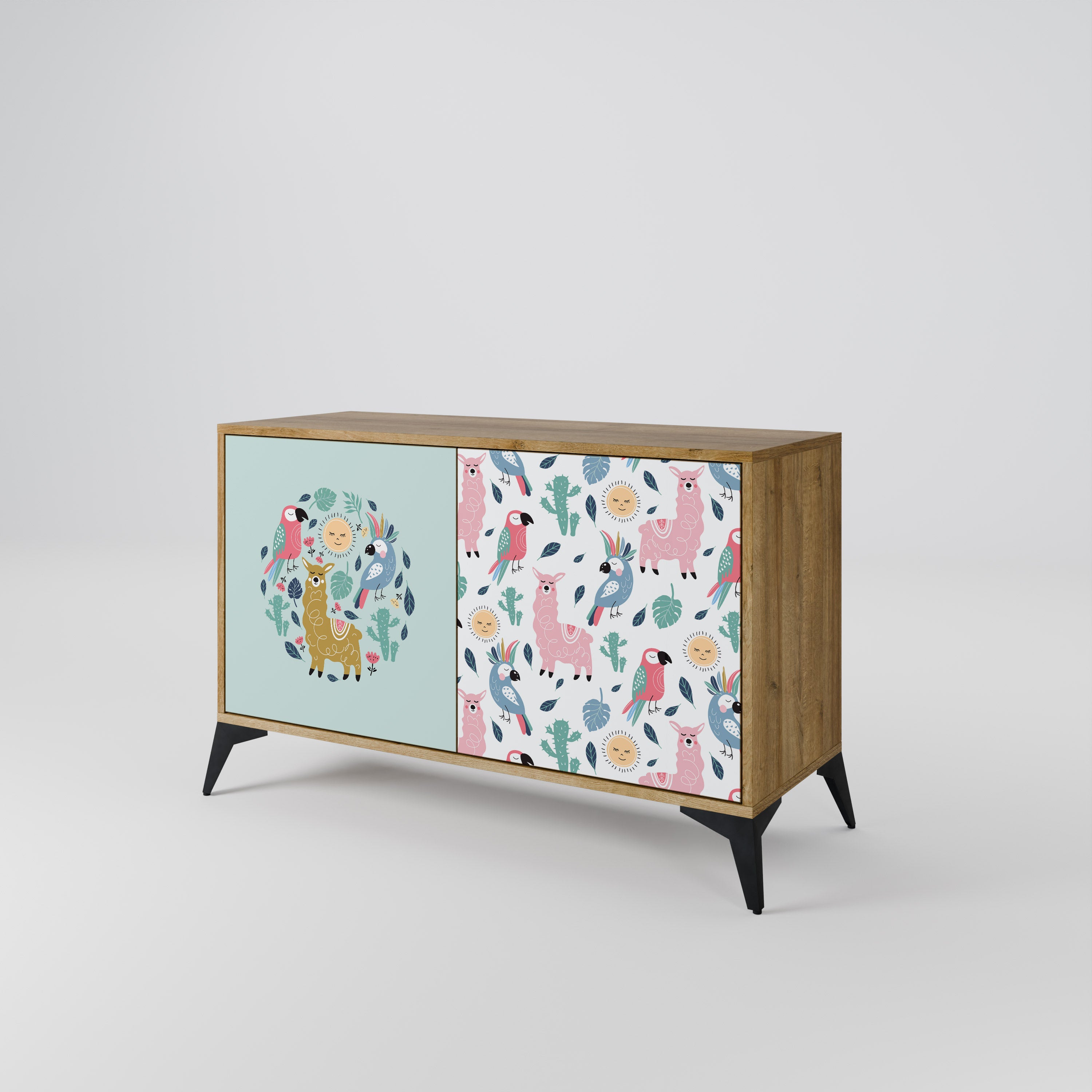 COLORFUL ALPACAS 2-Door Sideboard in Oak Effect