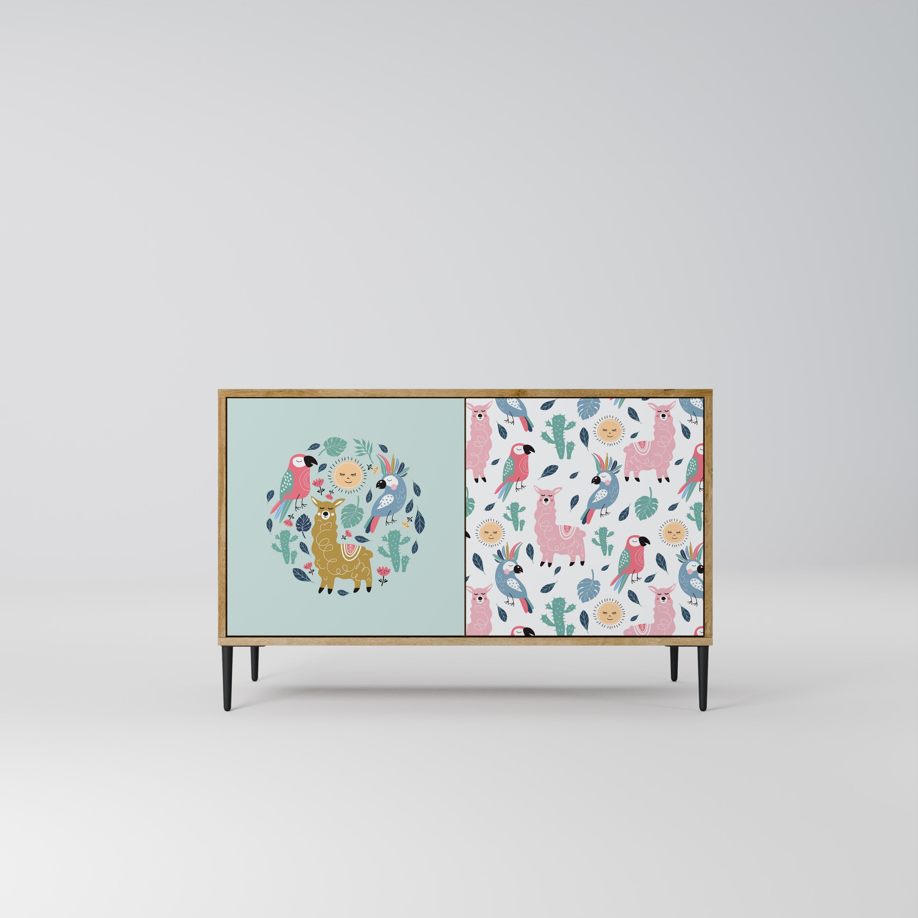 COLORFUL ALPACAS 2-Door Sideboard in Oak Effect