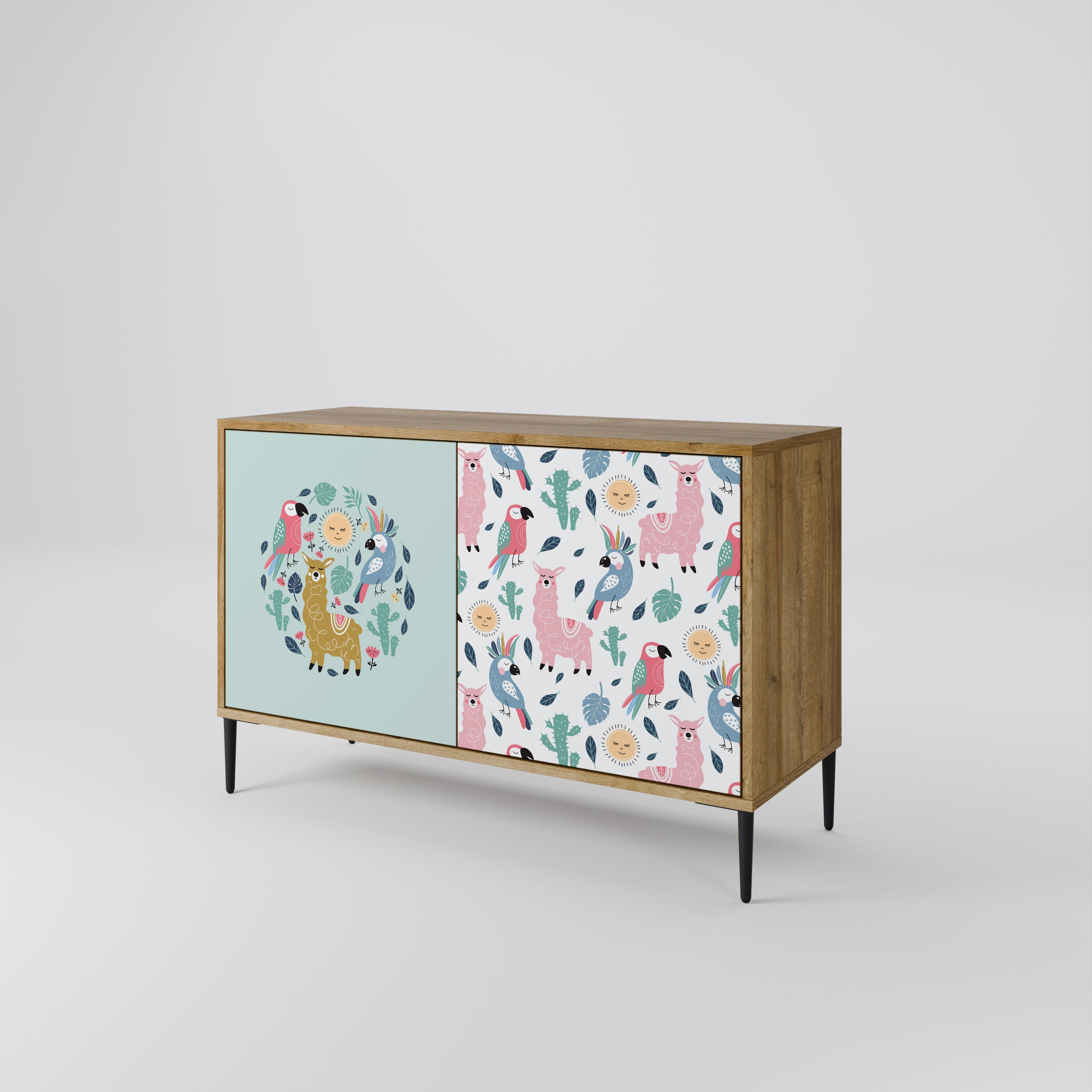 COLORFUL ALPACAS 2-Door Sideboard in Oak Effect